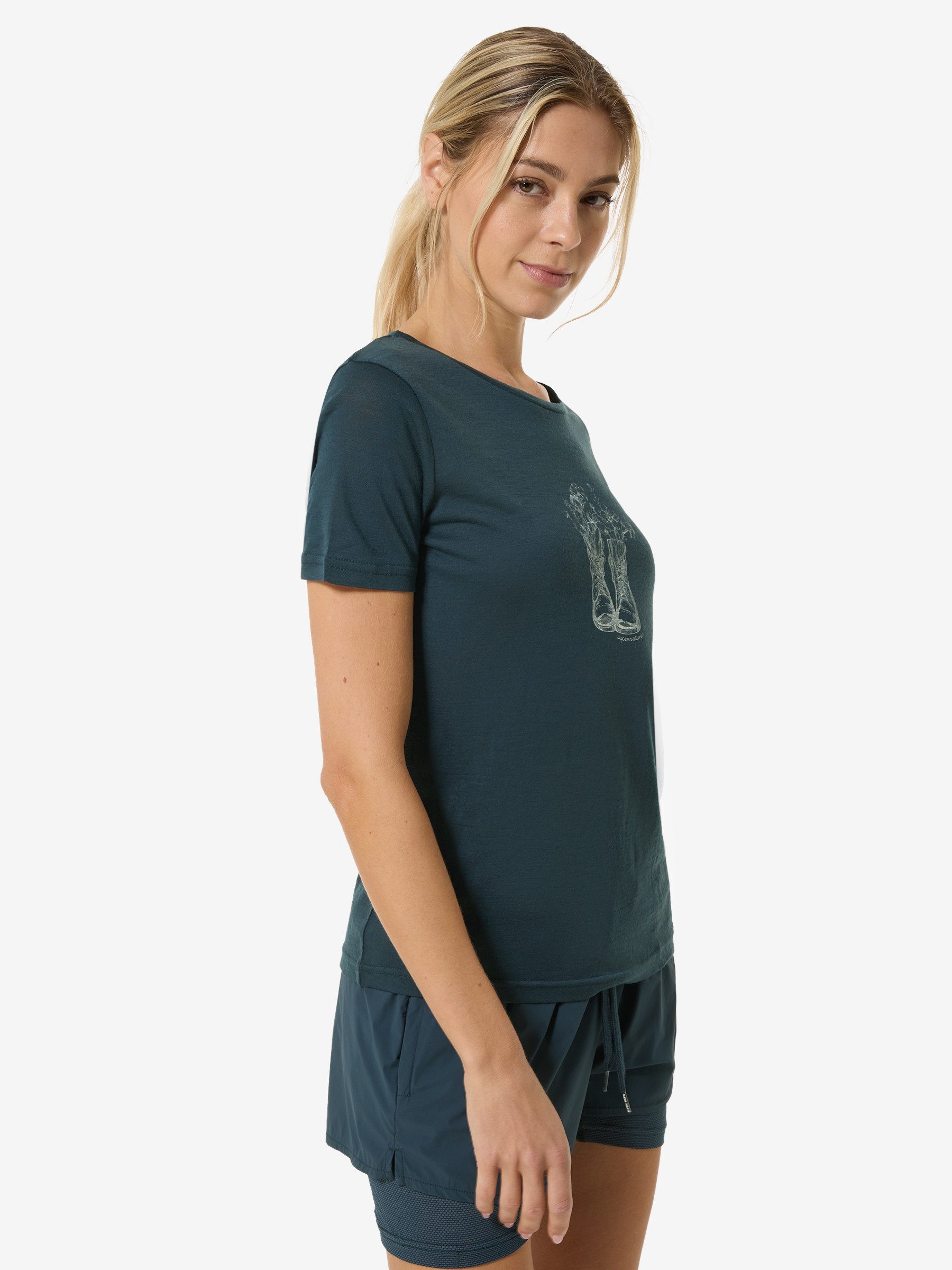 SUPER.NATURAL Print-Shirt Merino T-Shirt W FLOWER BOOTS TEE funktioneller M günstig online kaufen