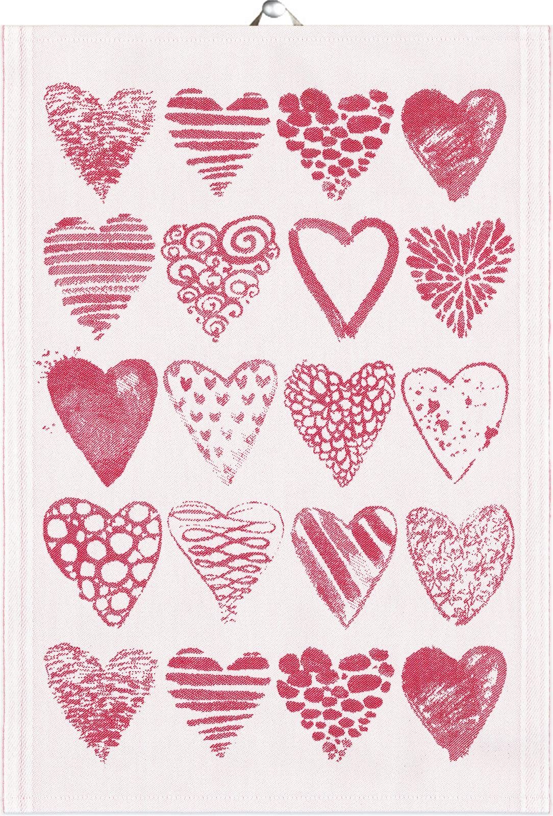 Ekelund Geschirrtuch Küchenhandtuch Hearts 35x50 cm, (1-tlg., 1 x Geschirrtuch), gewebt
