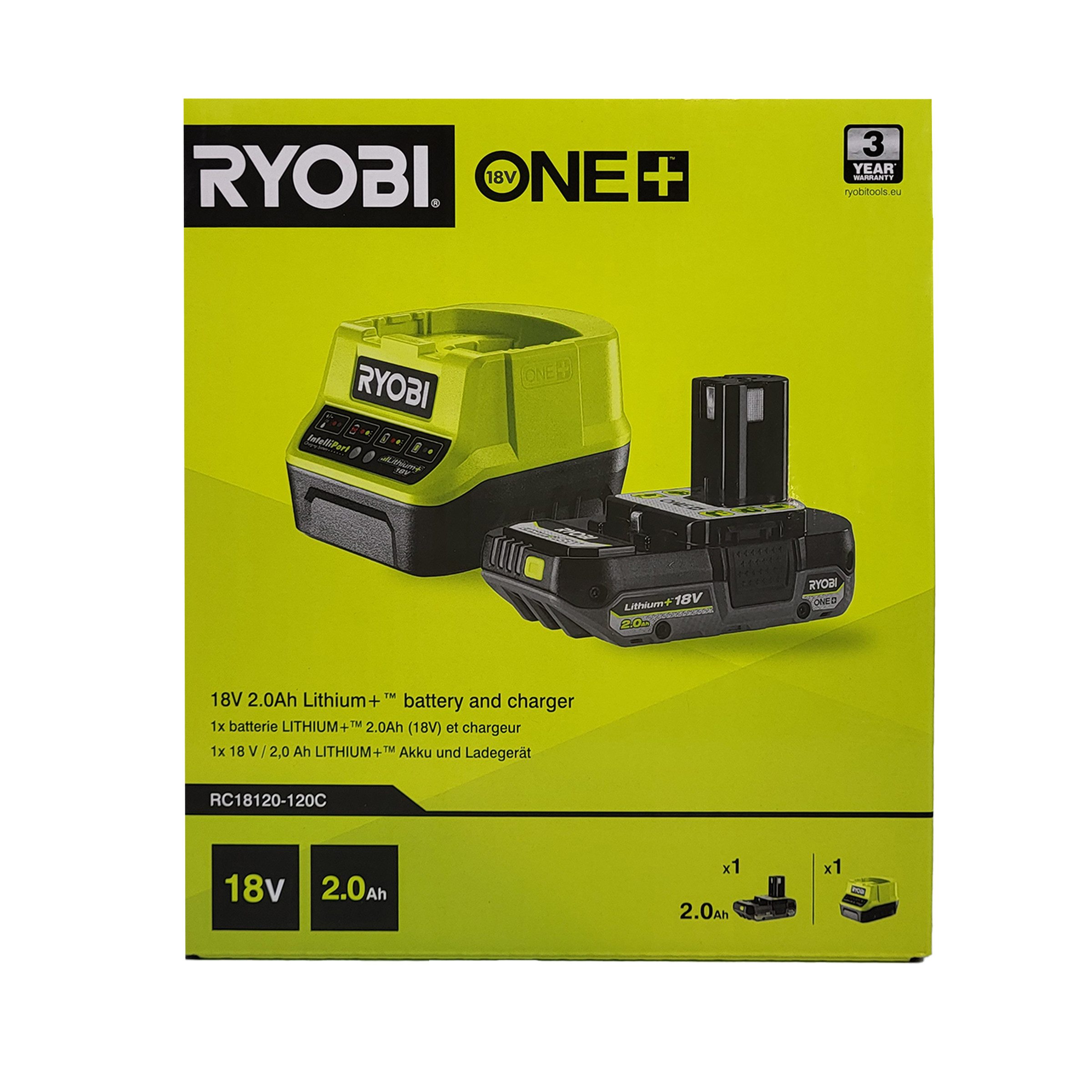 RYOBI Ryobi RC18120-120C Akku-Set 18 V 2,0Ah+ Ladegerät ONE+ (ohne Werkzeug) Akku-Set (1 St)