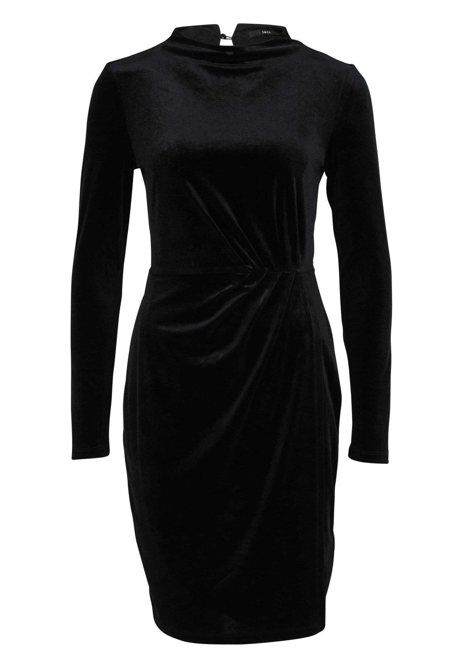 Zero Samtkleid Damen mit Stehkragen drapiert /gerafft