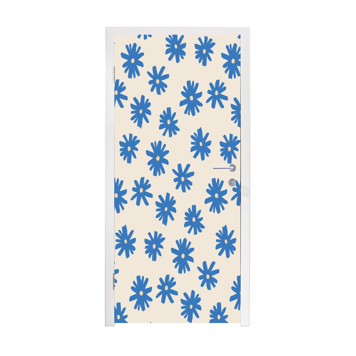 MuchoWow Türtapete Blume - Muster - Minimalismus, Matt, bedruckt, (1 St), Fototapete für Tür, Türaufkleber, 75x205 cm