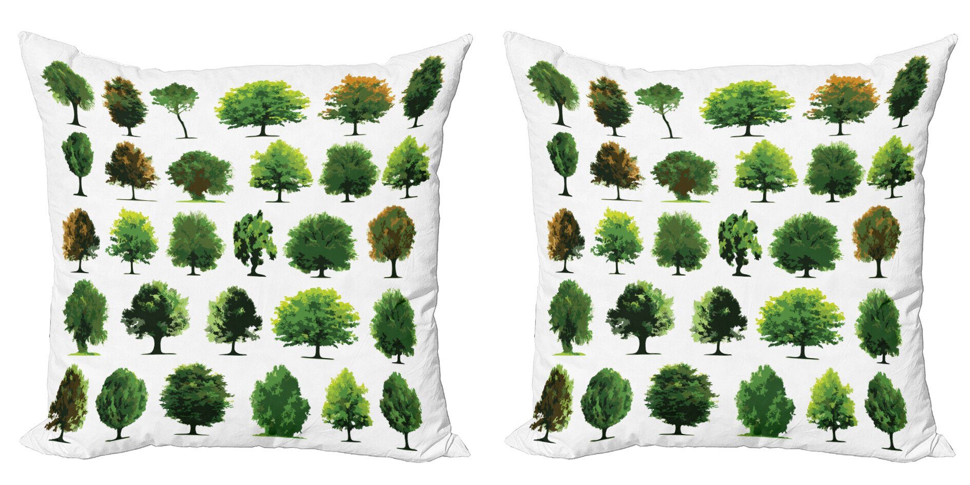 Kissenbezüge Modern Accent Doppelseitiger Digitaldruck, Abakuhaus (2 Stück), Natur Pines Planes Büsche Baum