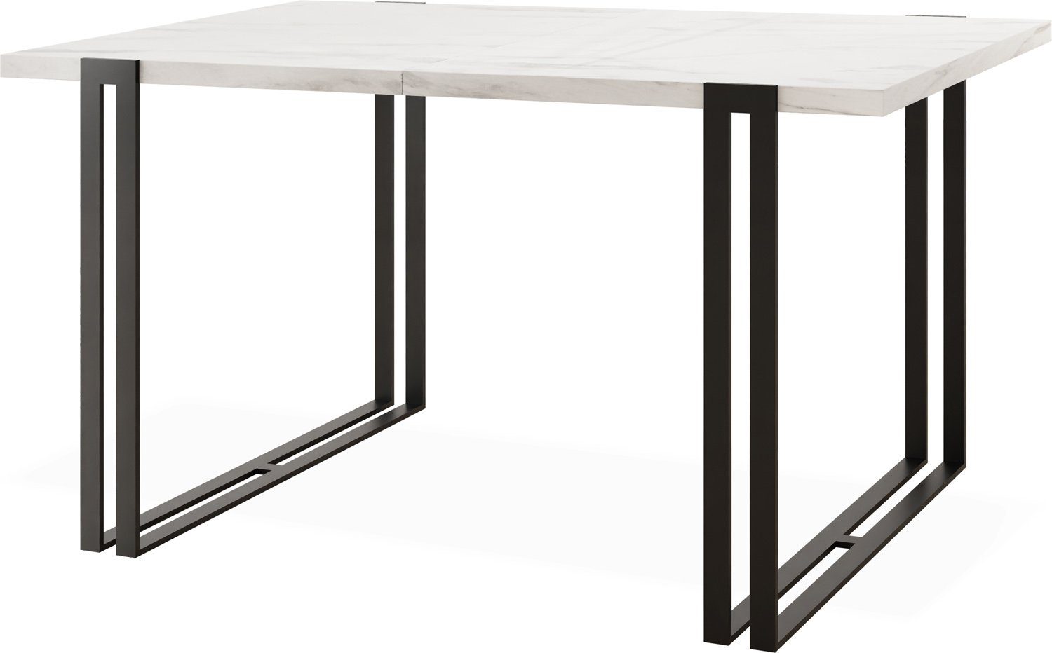 WFL GROUP Esstisch Marco, Tisch im Loft-Stil mit Schwarze Metallbeinen Weiß Marmoroptik