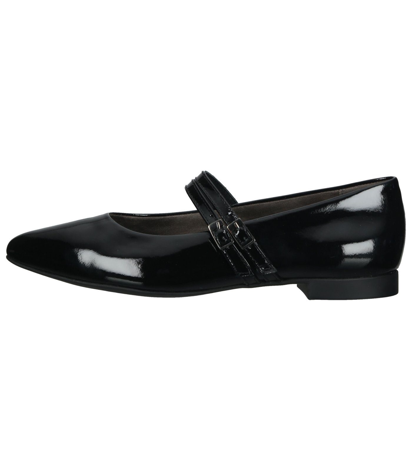 Paul Green Ballerinas Leder/Textil Schwarz Lack Riemchenballerina