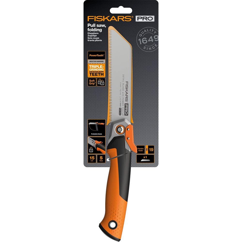 Fiskars Cuttermesser Fiskars Pro PowerTooth Kompakte klappbare Detailsäge 15 cm