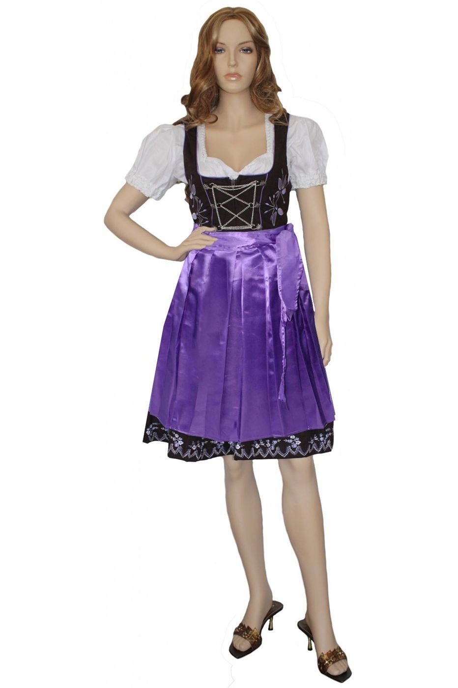 GERMAN WEAR Dirndl GW1315 3-teiliges Midi Dirndl Dirndel Trachtenkleid mehr