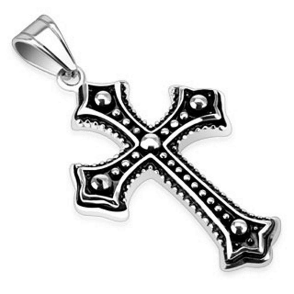 BUNGSA Anhänger Set Anhänger Kreuz Schwarz Unisex (1-tlg), Pendant Halsketten Edelstahl aus