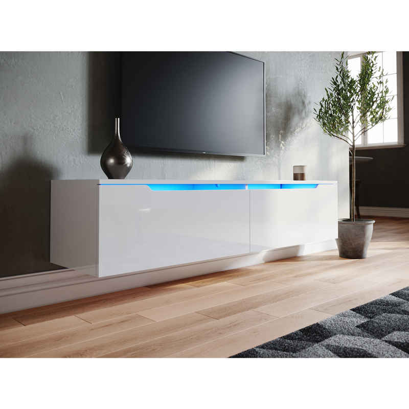 SONNI Lowboard »TV Schrank Hochglanz mit LED-Beleuchtung hängend/stehend Lowboard«, 140cm