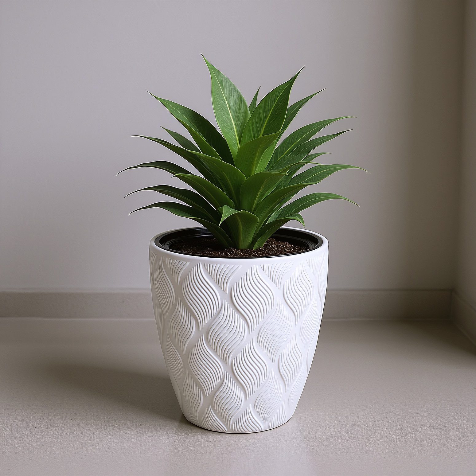 KAGM Pflanzkübel Blumenkübel Blumentopf dekorativ Ø 28,5 cm Weiß (1 St., inkl. Pflanzeinsatz)
