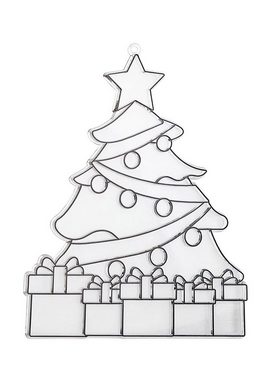 Spetebo Malvorlage Weihnachts Fensterbilder zum Ausmalen (Set, 24-St., Komplettset), Malset mit 3 Bildern inklusive Farben und Pinsel