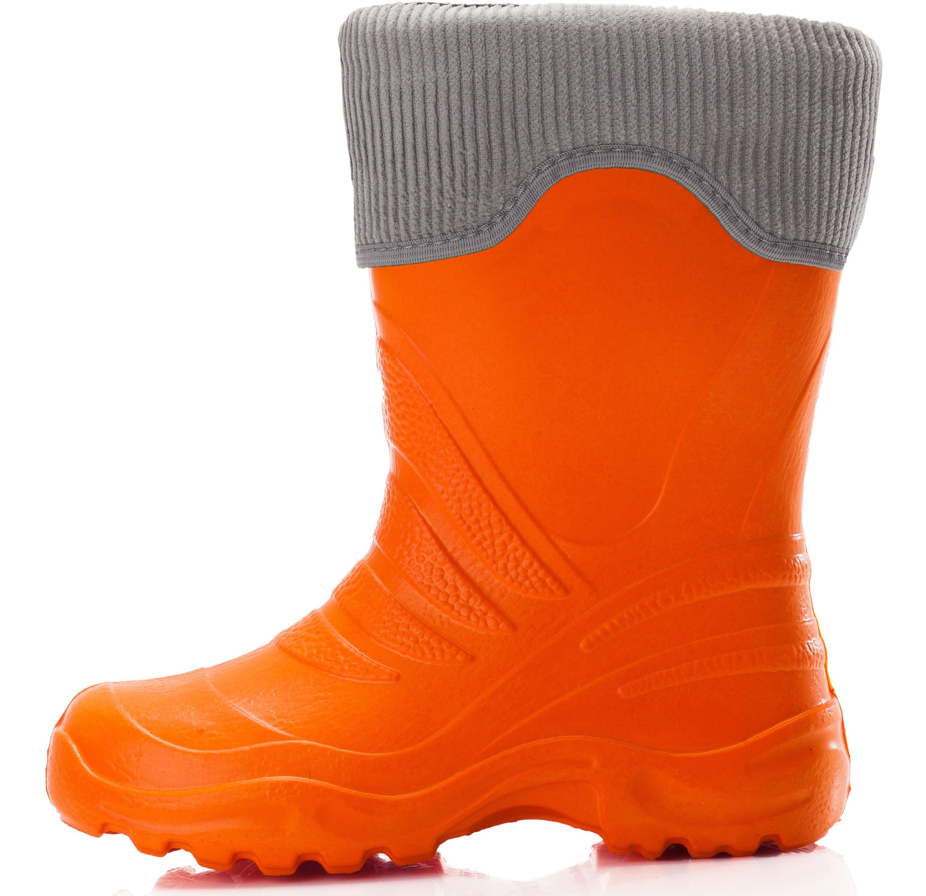 Ladeheid Kinder Thermo Orange151c/Grau federleichte Gummistiefel Gummistiefel gefüttert EVA LA-861