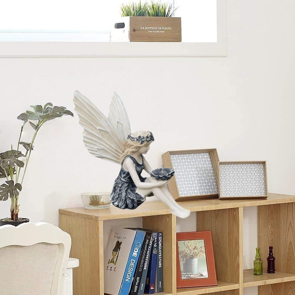 FOUORTUNATE-BEE Gartenfigur Gartenfigur Mädchen sitzend Vogeltränke Deko Skulptur Resin, Deko Gartenfigur sitzendes Mädchen Vogeltränke für Garten Balkon