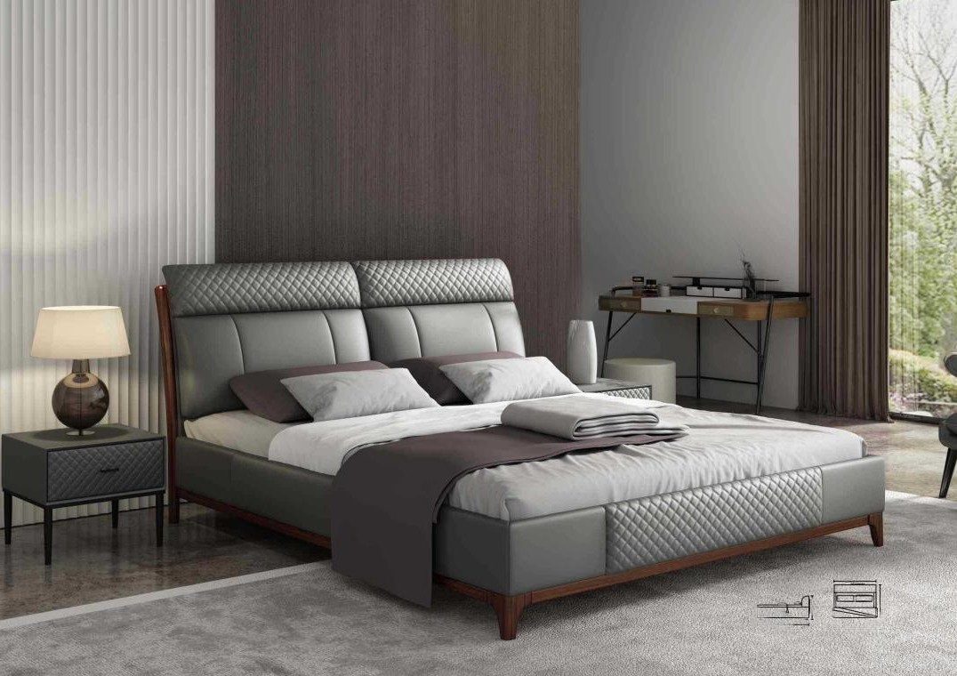 Xlmoebel Polsterbett Luxuriöses Polsterbett aus hochwertigem Leder in elegantem Design (Bett, 1-tlg., Bett), Hergestellt in Europa
