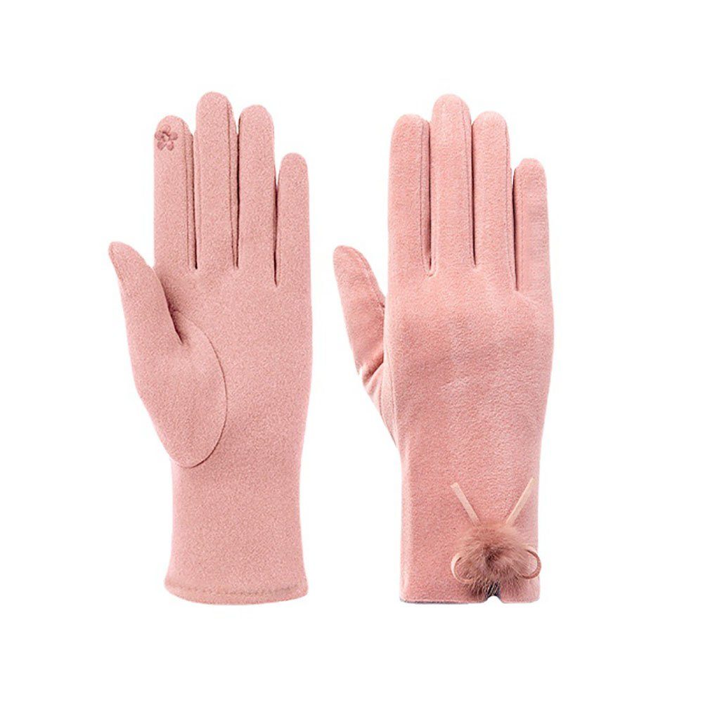 CTGtree Fleecehandschuhe Damen Touchscreen Handschuhe mit Farbkontrast und Fleece Futter