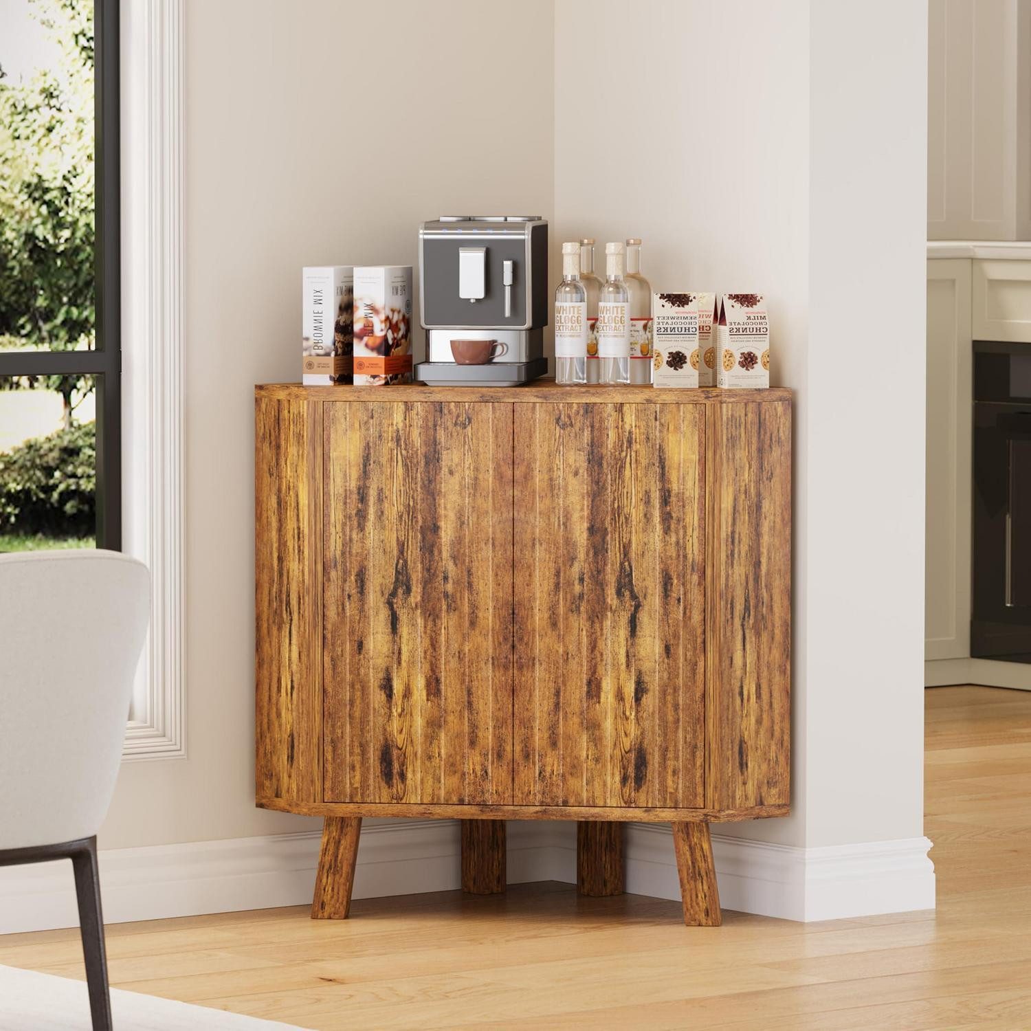 LuxusKollektion Eckkommode Eckschrank Sideboard Kommode Küchenschrank Bad 80x40x78cm Braun (1 St)