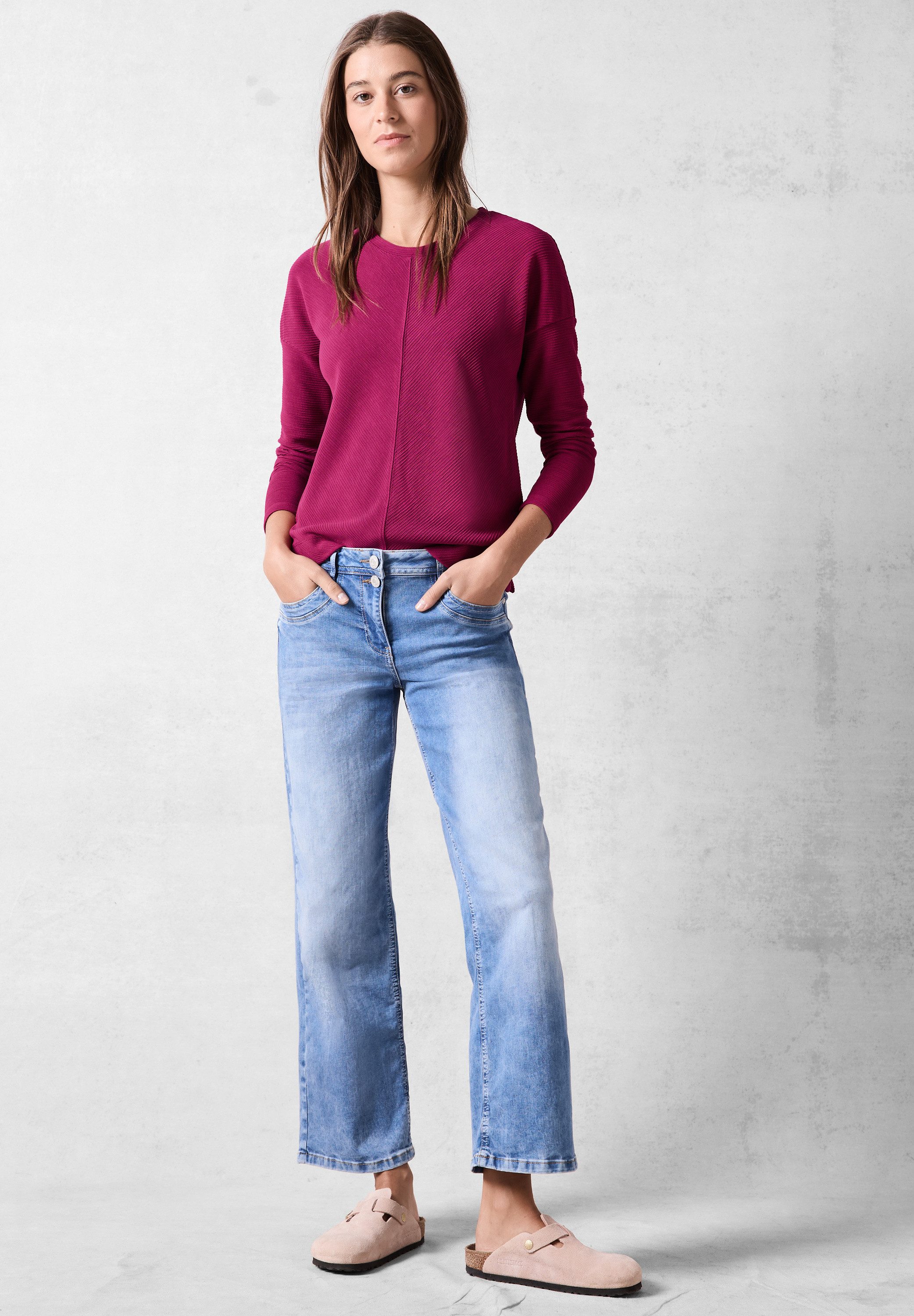 CECIL Langarmshirt mit Streifen-Struktur