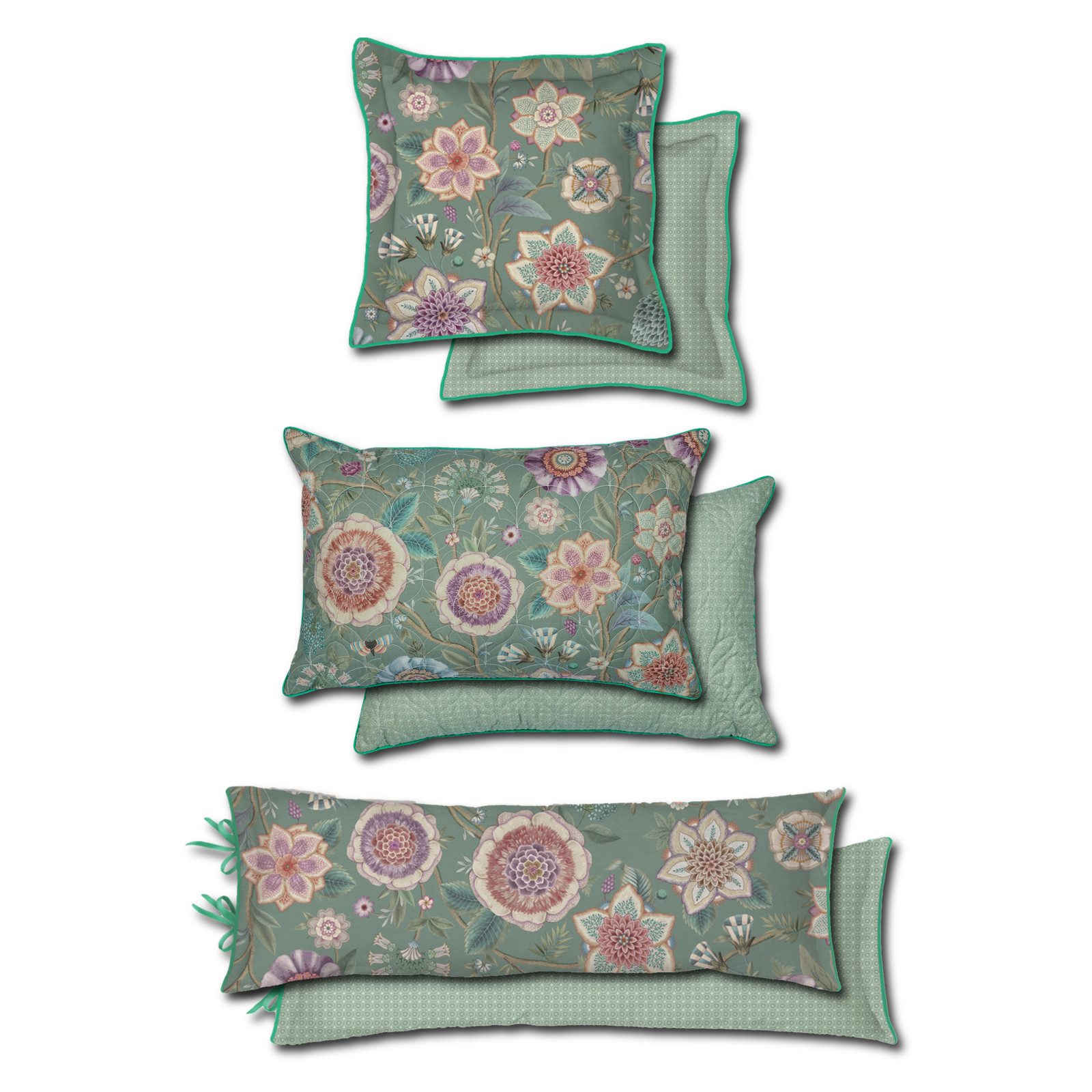 PiP Studio Dekokissen Dekokissen Viva Las Flores Green, Zierkissen, Kuschelkissen