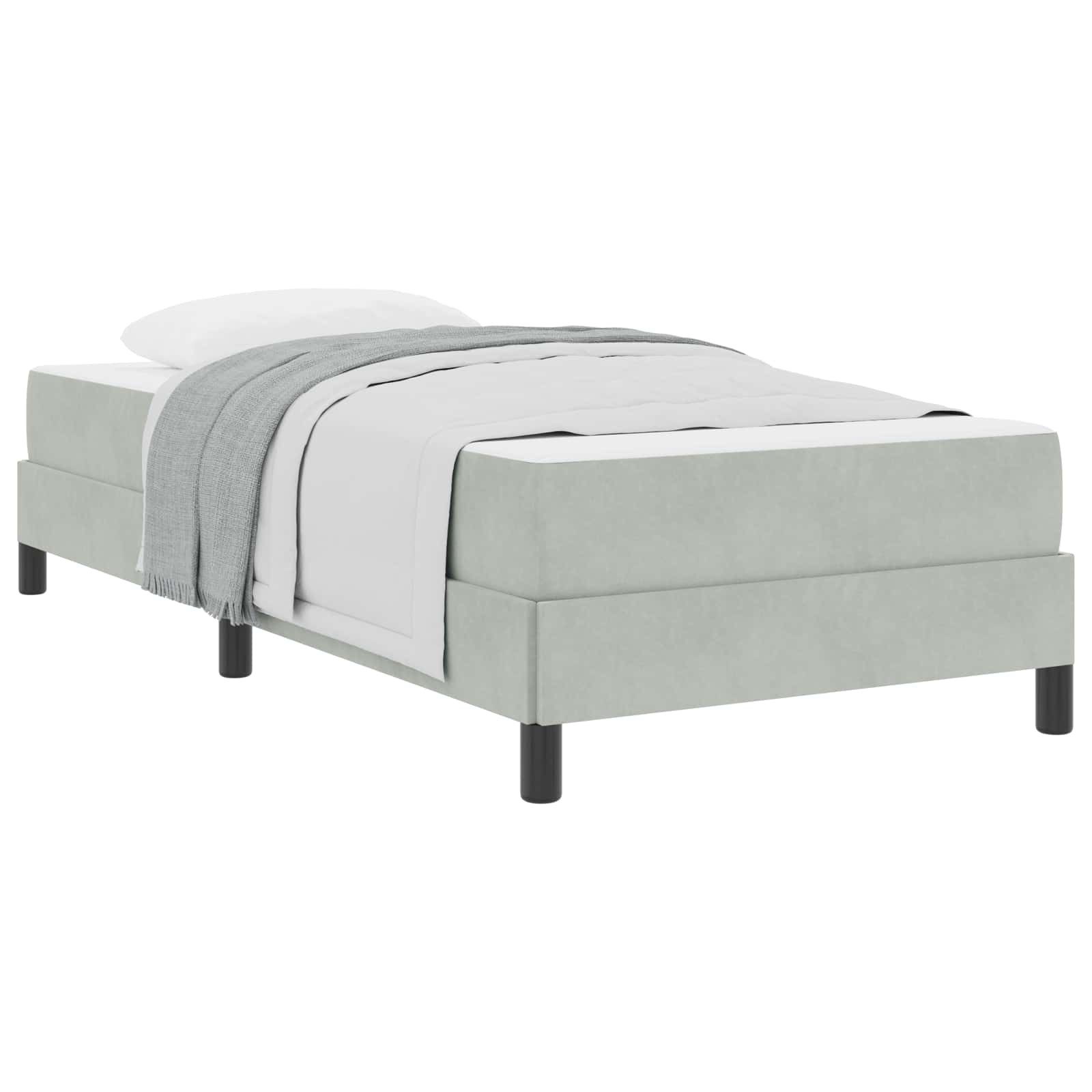 vidaXL Bett Boxspringbett mit Matratze Hellgrau 90 x 200 cm Stoff (1-tlg)