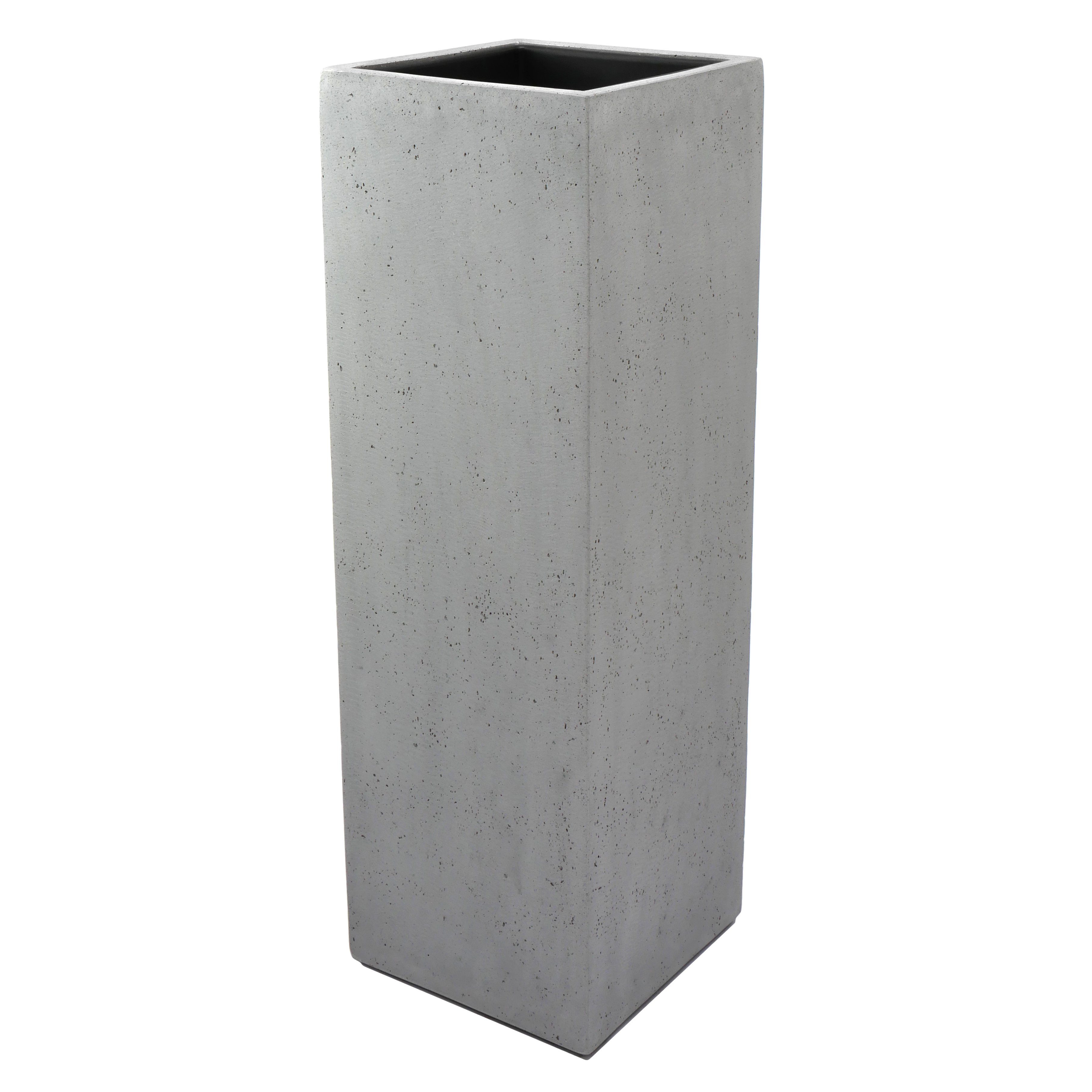 Flingora Bodenvase Temple, mit Einsatz - Fiberglas - Indoor & Outdoor - Zementgrau - Höhe 97 cm