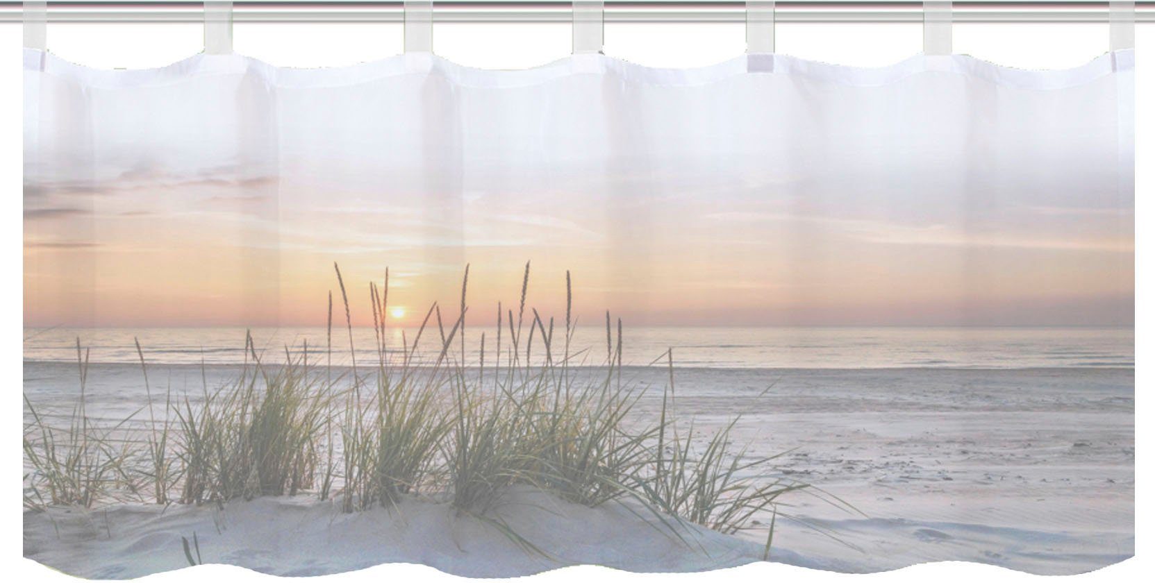 HOME WOHNIDEEN Scheibengardine EVENING (1 St), Schlaufen, blickdicht, HxB: 45x120, Dekostoff Digitaldruck