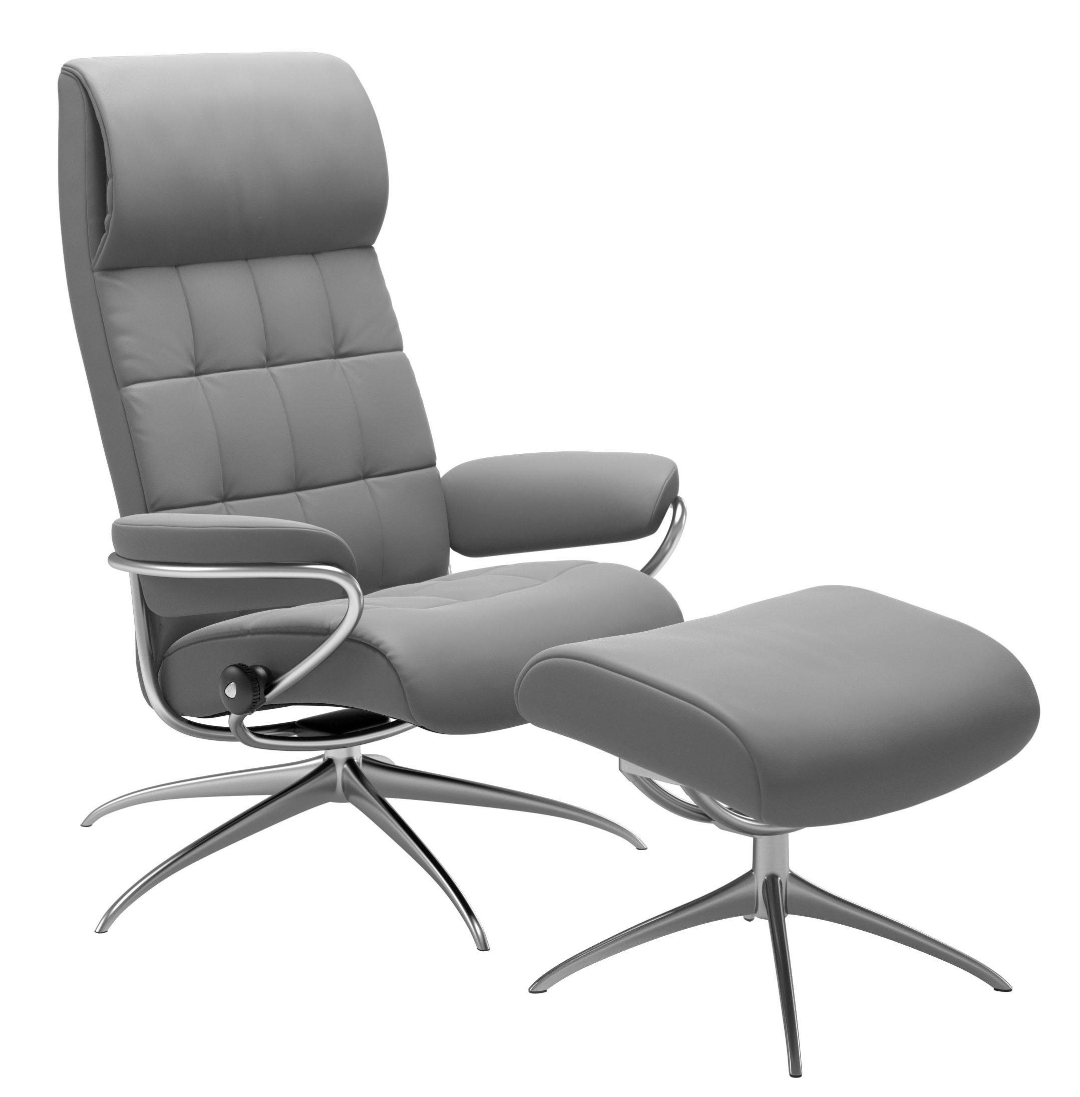 Stressless® Relaxsessel London (Set, Relaxsessel mit Hocker), mit Hocker, High Back, mit Star Base, Gestell Chrom