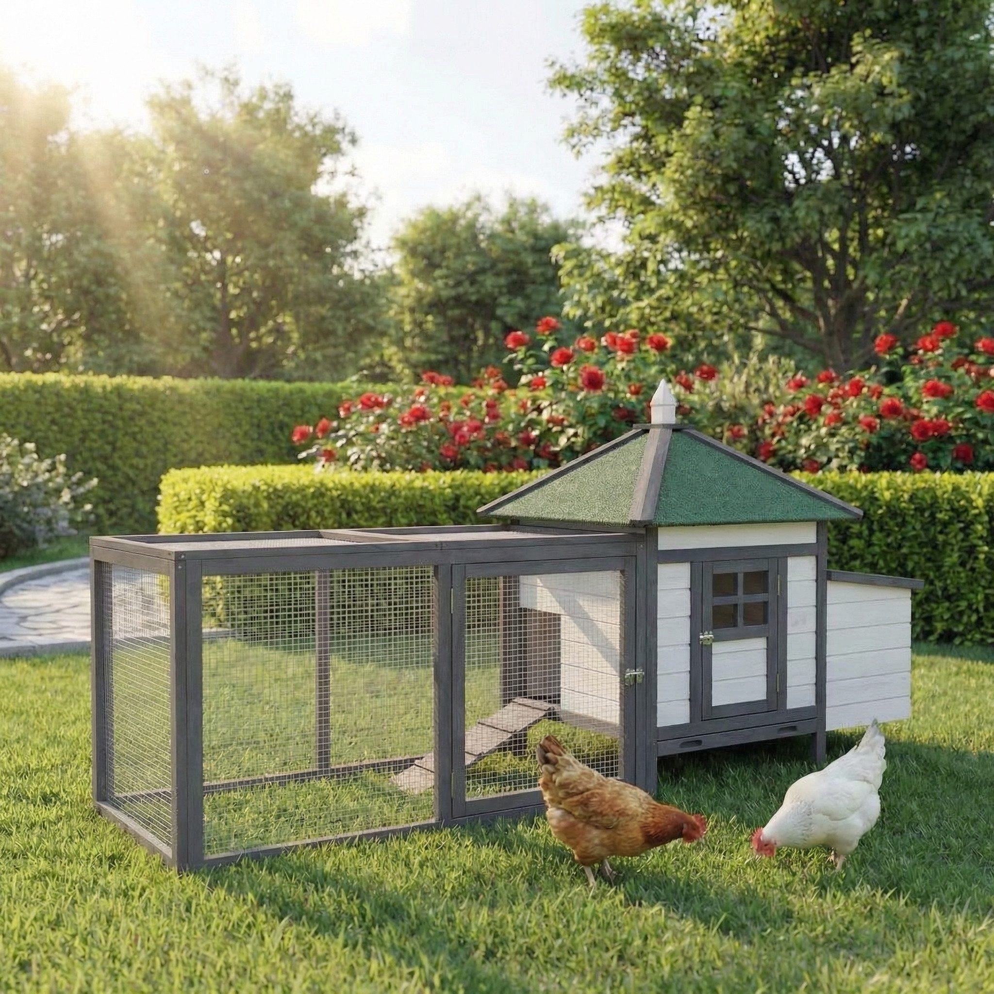 My Animal Hühnerstall MH-19 für 3-4 Hühner, Wetterbeständig, Kieferholz, Hühnerhaus, Hühner Käfig, Gehege, Nistkasten