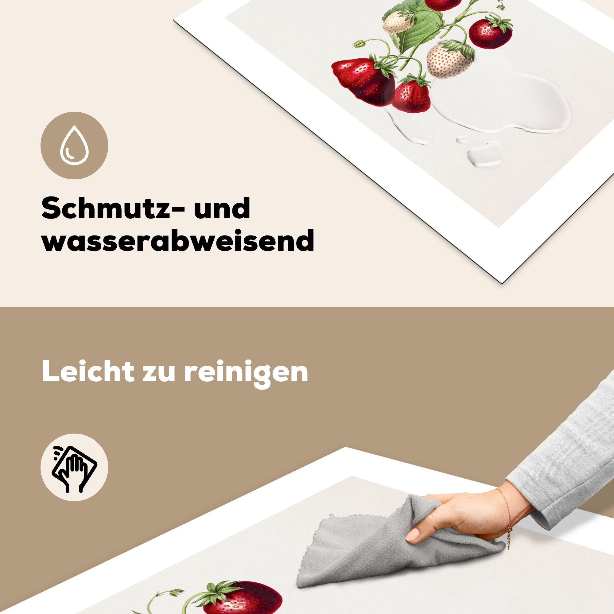 Obst Gesund, - Schutz cm, die - Vinyl, Erdbeeren Induktionskochfeld (1 für tlg), 81x52 MuchoWow Herdblende-/Abdeckplatte küche, Ceranfeldabdeckung