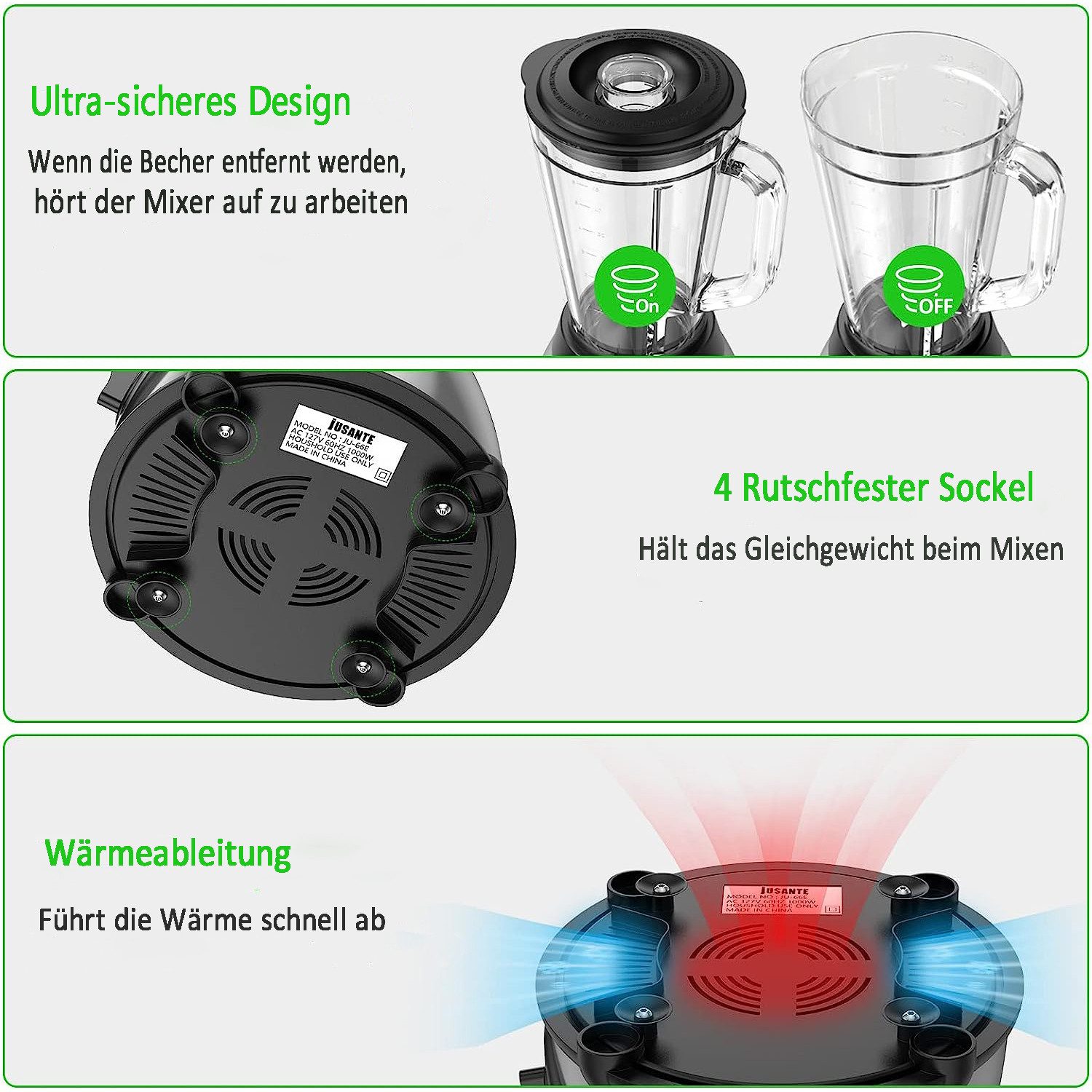 Forrlite Standmixer 3-in-1 Standmixer Mixer Smoothie Maker mit 1,5 L Mixbehälter, 600 W, Standmixer Hochleistungsmixer mit 6 Klingen – Bild 5 von 5