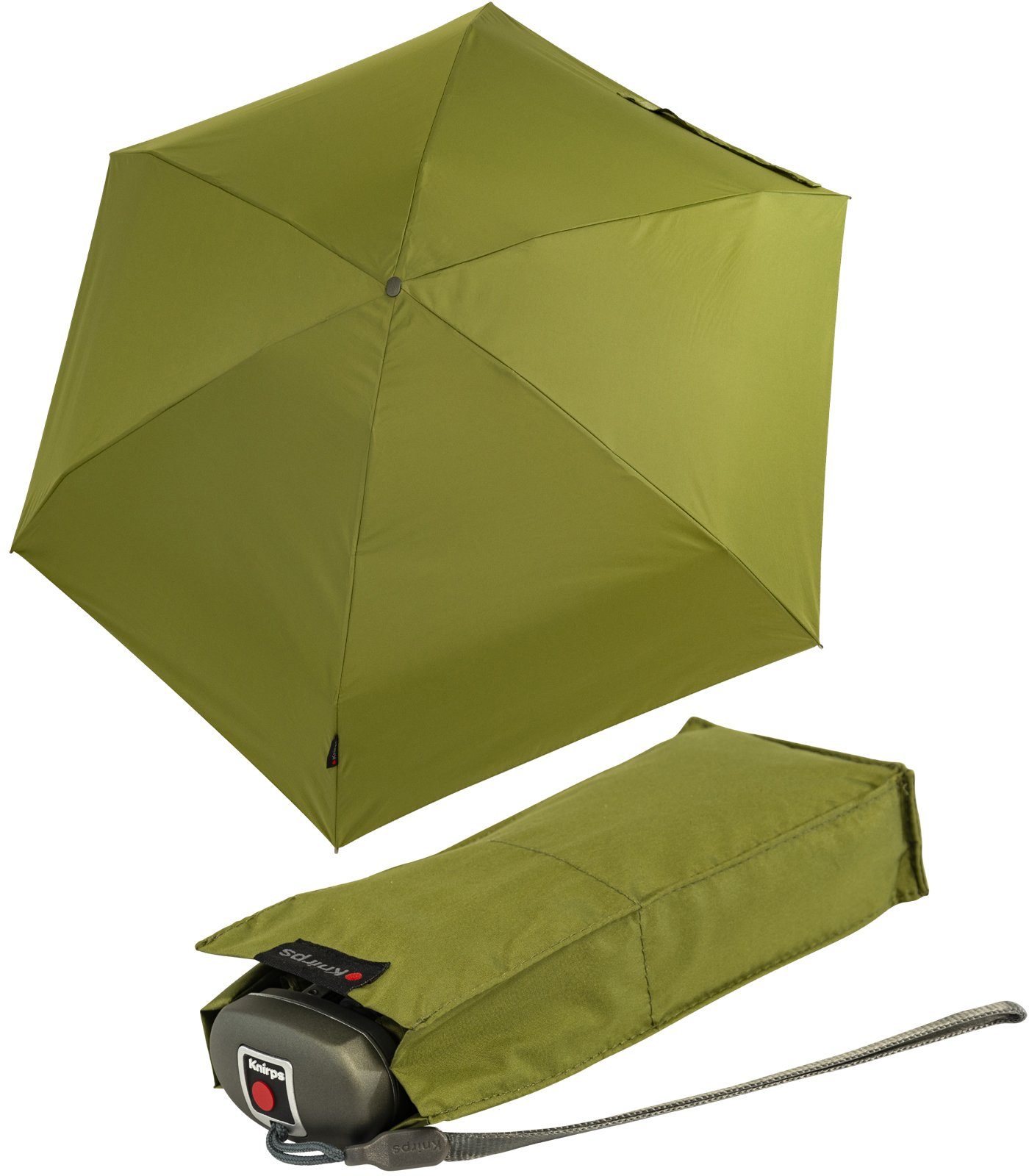 Knirps® Taschenregenschirm Mini-Damen-Schirm Travel - einfarbig olive, klein leicht und kompakt für die Handtasche