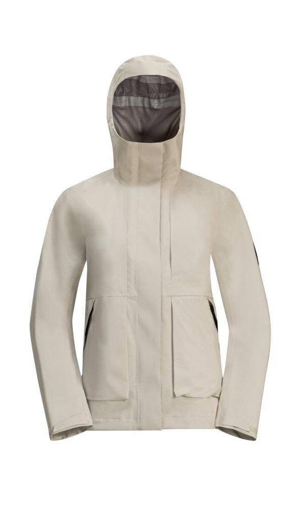 Regenjacke Wandermood 3-Lagen (Hardshell, wasserdicht, winddicht) hellgrau Damen