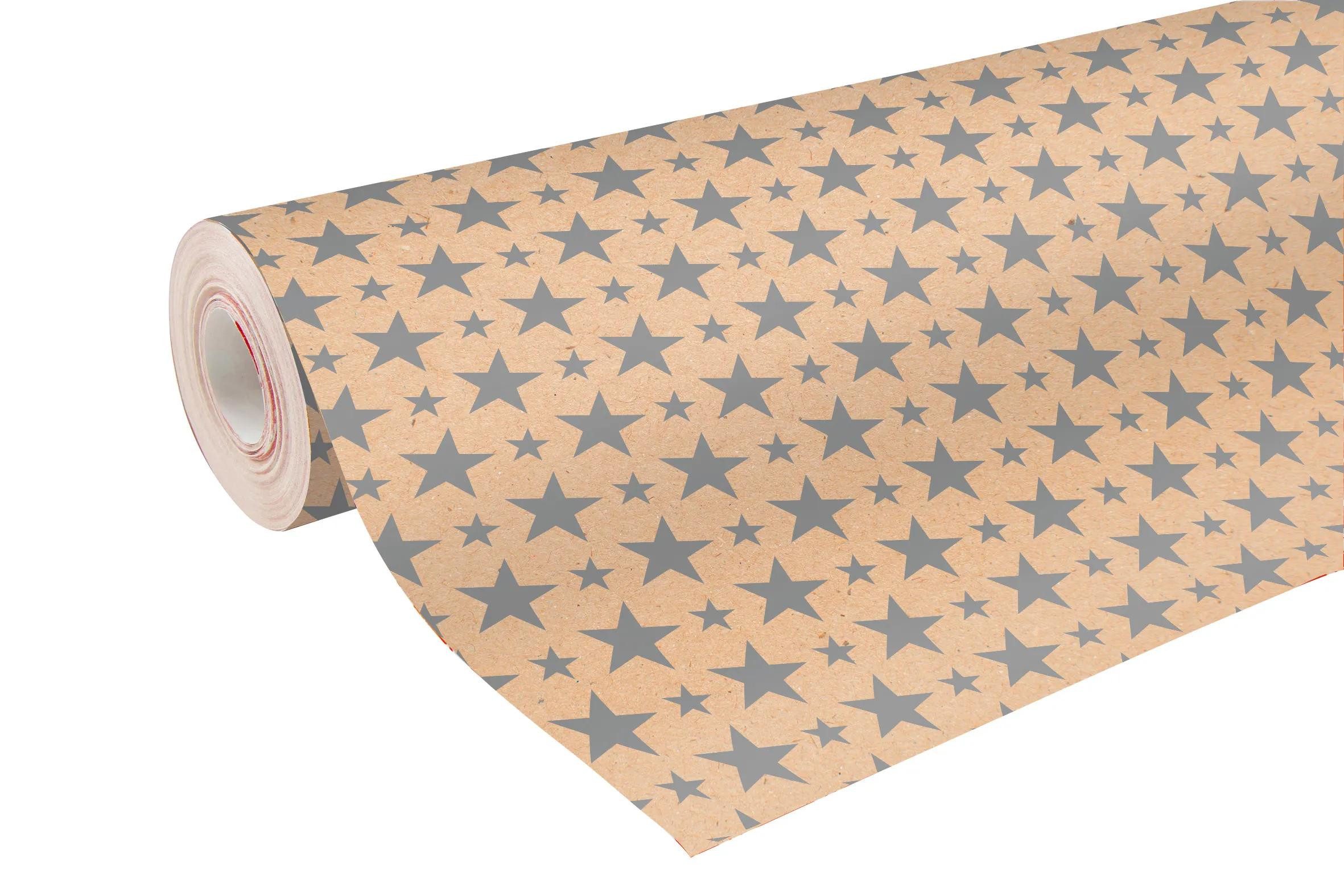 CLAIREFONTAINE Geschenkpapier Geschenkpapierrolle Kraft 50x0,70m, Weihnachten Silber 223801C, Rolle