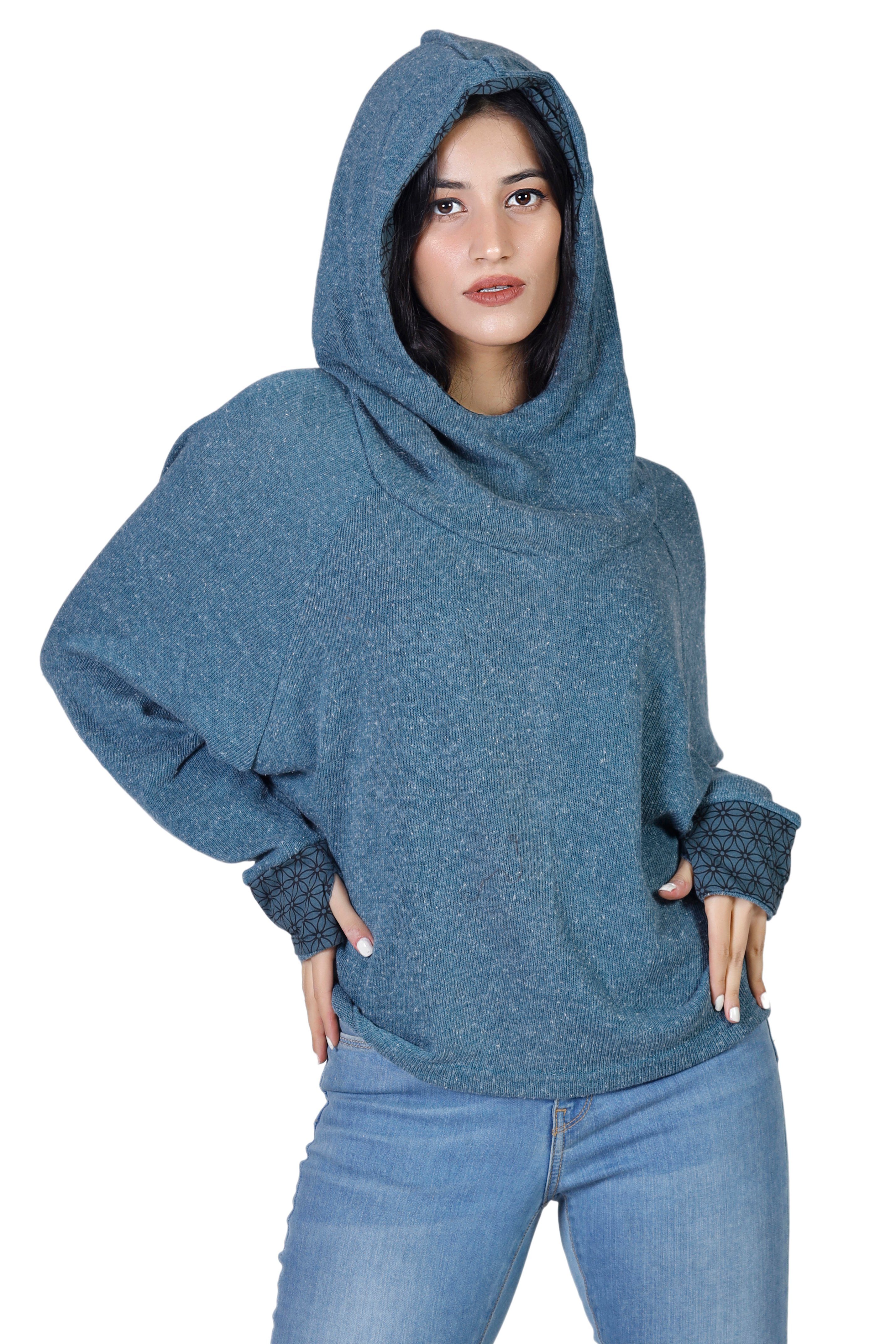Pullover, taubenblau Sweatshirt, Kapuzenpullover Bekleidung Guru-Shop Hoody, alternative -.. Longsleeve