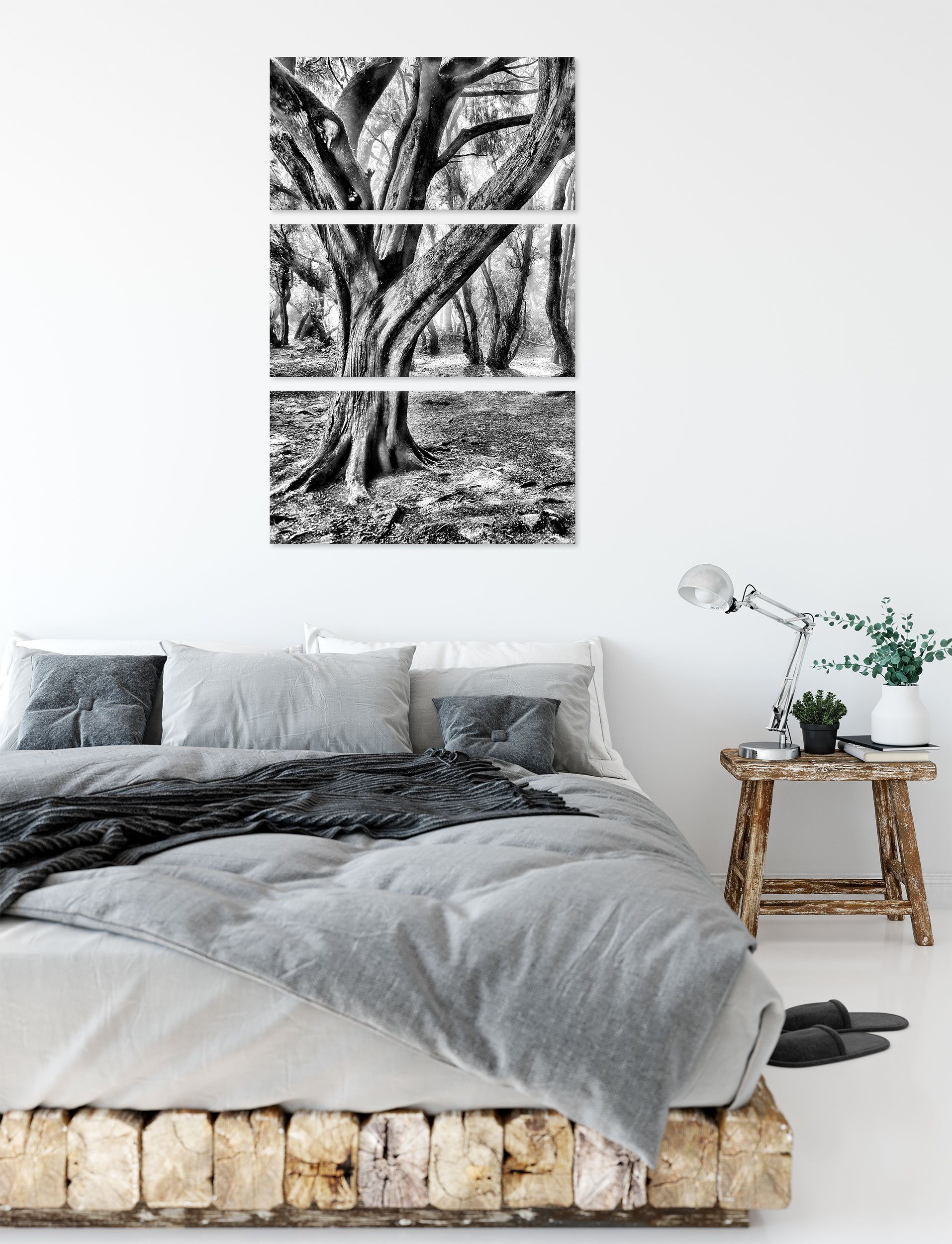 Pixxprint Leinwandbild Wald, Wald (120x80cm) bespannt, St), 3Teiler (1 fertig Zackenaufhänger inkl. Leinwandbild