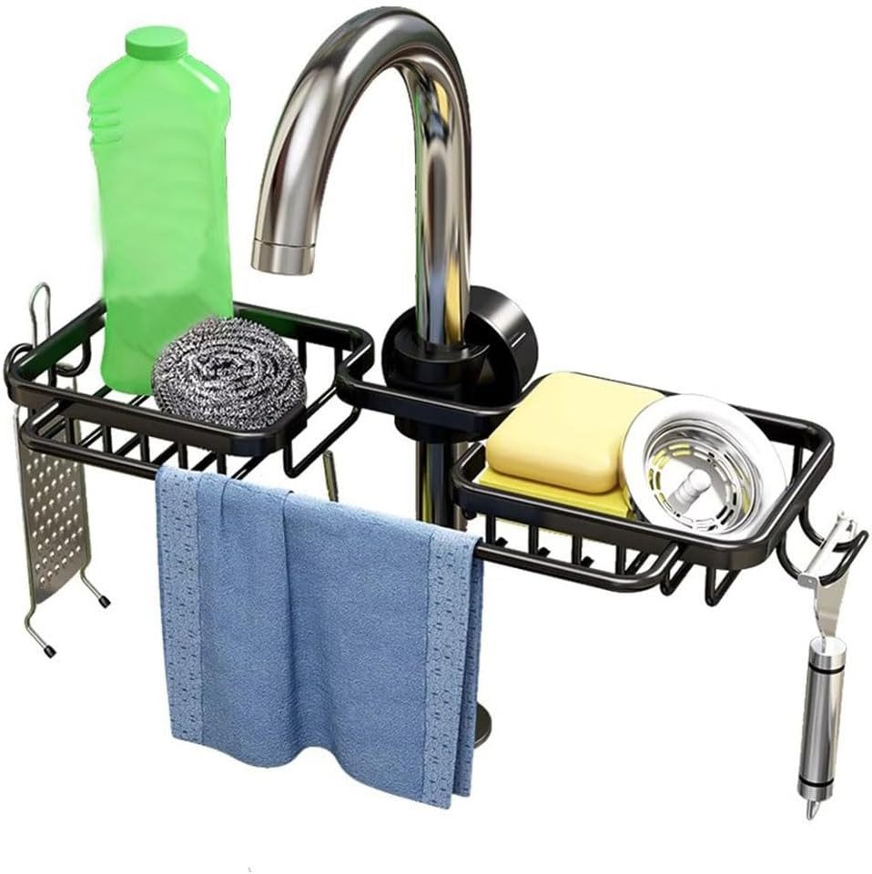 FOUORTUNATE-BEE Küchenorganizer-Set Spülbecken Organizer Wasserhahn Schwammhalter Küchen Ablage, Wasserhahn Organizer Küche Bad …