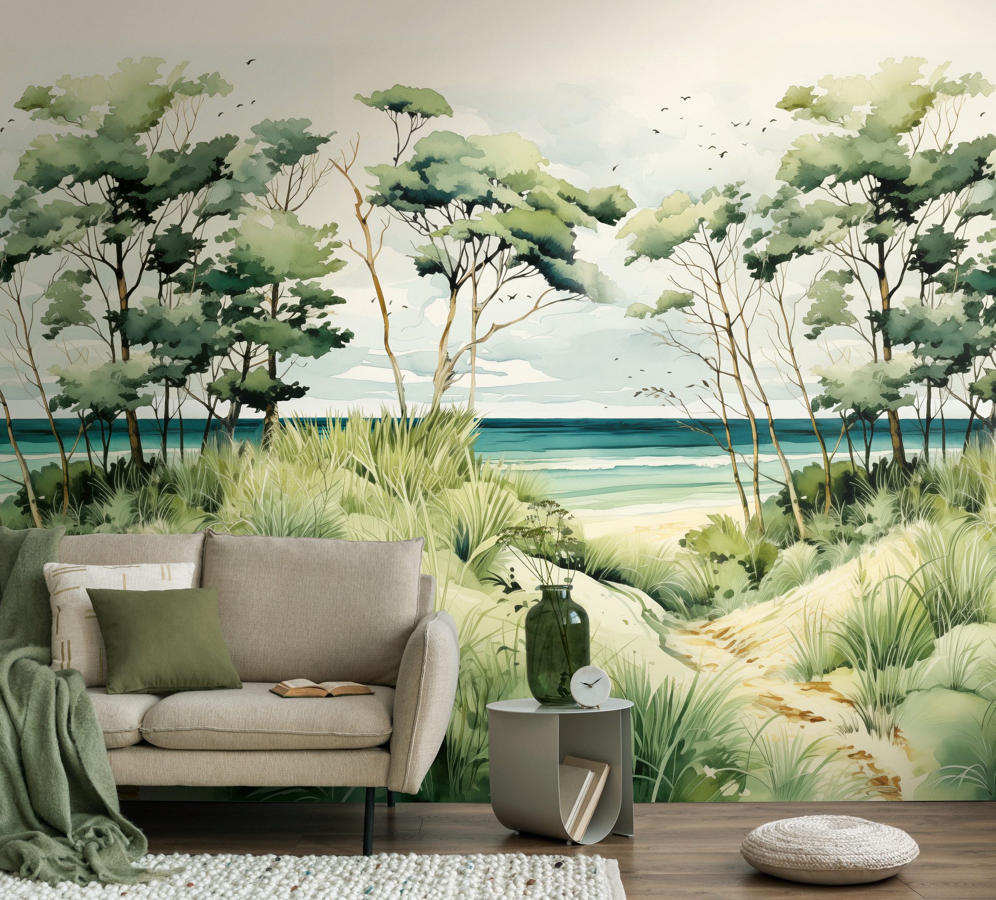 living walls Fototapete The Wall 4 Botanic – Tropische Strandlandschaft Vlies-Fototapete, leicht strukturiert, matt, naturalistisch, Motiv, (1 St), Tropische Strandlandschaft mit atmosphärischer Tiefe