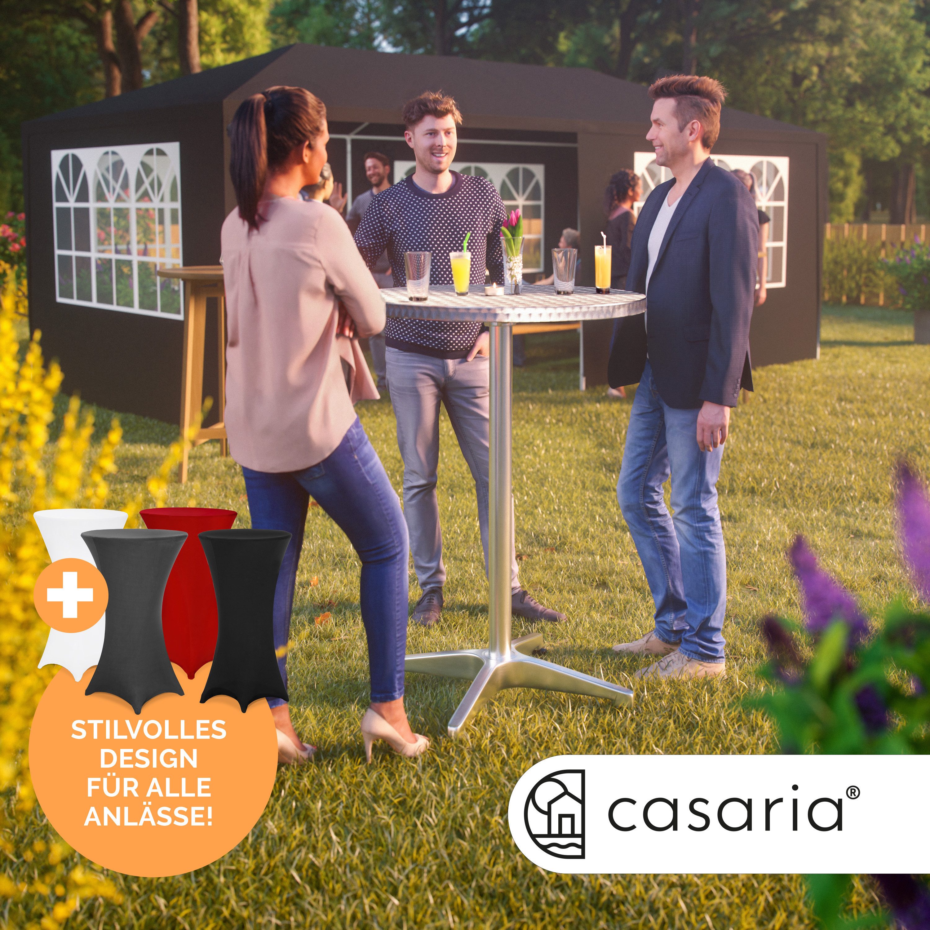 Casaria Stehtisch, mit Husse Klappbar Höhenverstellbar Hoch Alu Rund Ø60cm günstig online kaufen