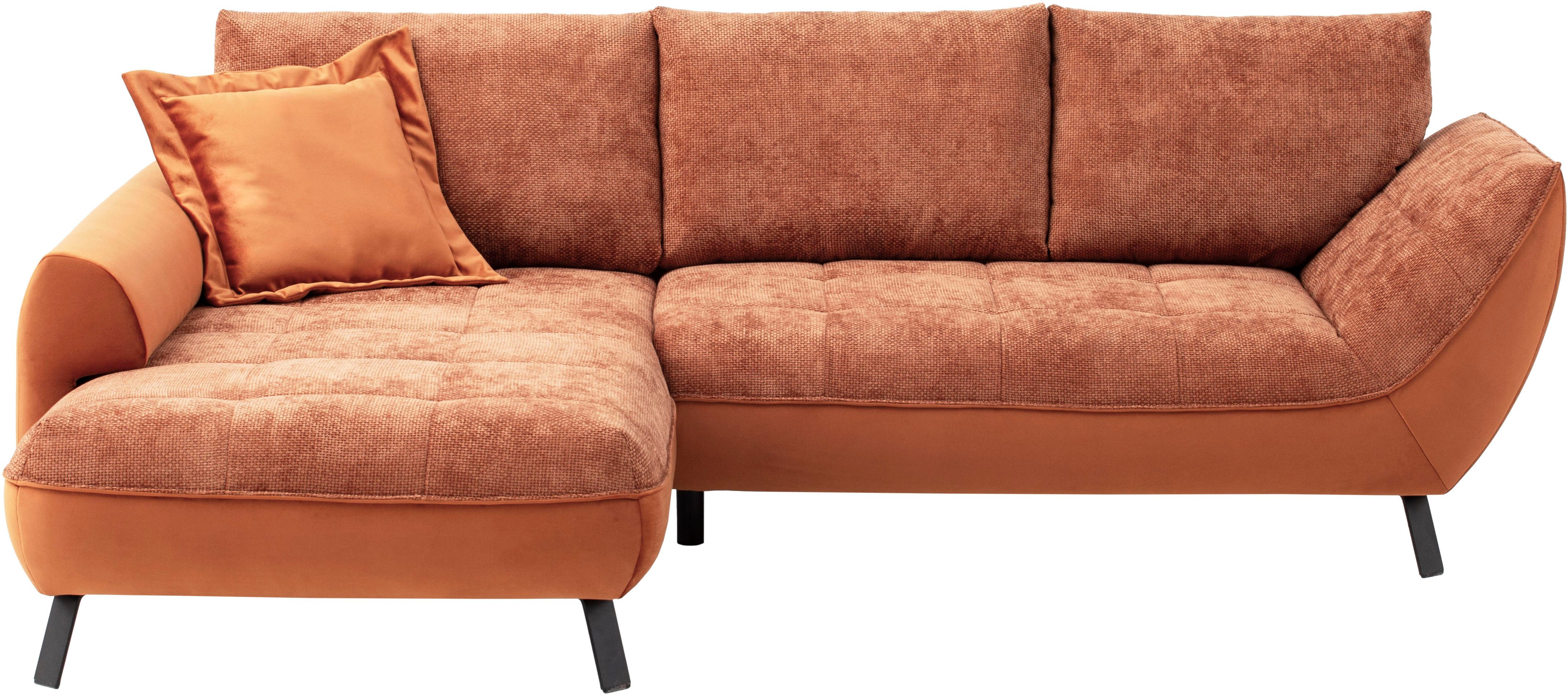 exxpo - sofa fashion Ecksofa Bellini, Materialmix oder komplett Struktur, Breite 268cm, bequem, bequem und modern, Materialmix, L-Form