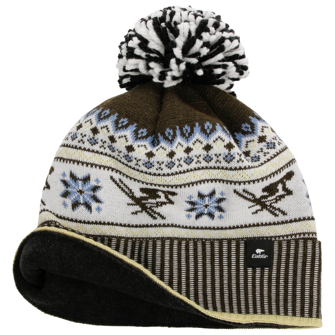 Eisbär Bommelmütze (1-St) Strickmütze mit Umschlag, Made in Austria