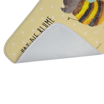 Badematte Hummel flauschig - Gelb Pastell - Geschenk, Tiermotive, Tiere, Badezi Mr. & Mrs. Panda, Höhe 1 mm, 100% Polyester, rechteckig, Saugstark