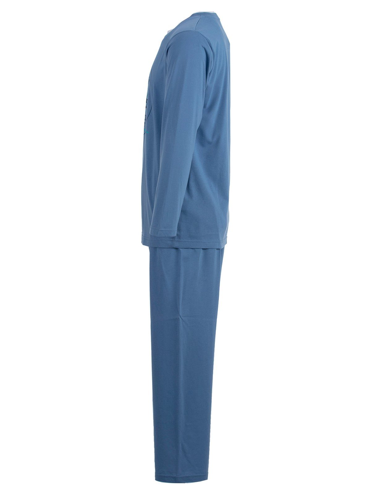 Pyjama Set blau Vintage Schlafanzug Terre Henry Langarm-