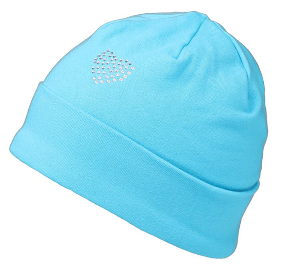 Jerseymütze Fiebig Mädchen Jerseymütze Mütze uni Strass Herz ocean blue