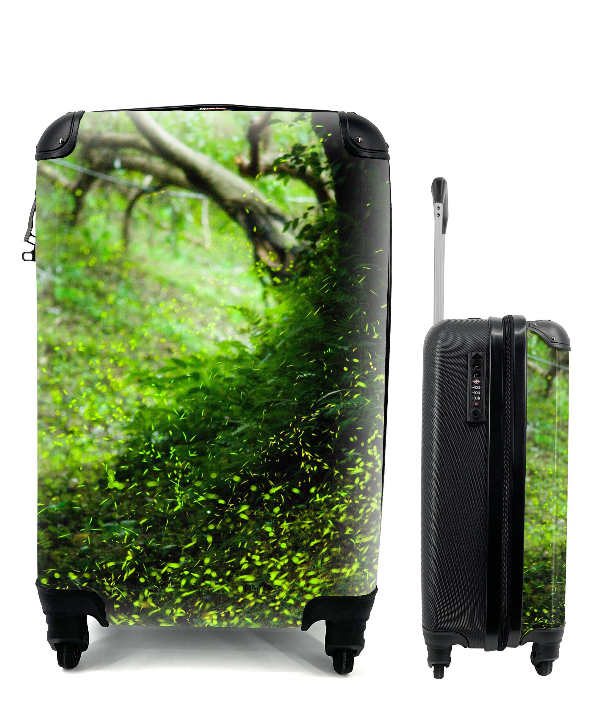 MuchoWow Handgepäckkoffer Glühwürmchen in einer grünen Landschaft während der Tageslichtstunden, 4 Rollen, Reisetasche mit rollen, Handgepäck für Ferien, Trolley, Reisekoffer