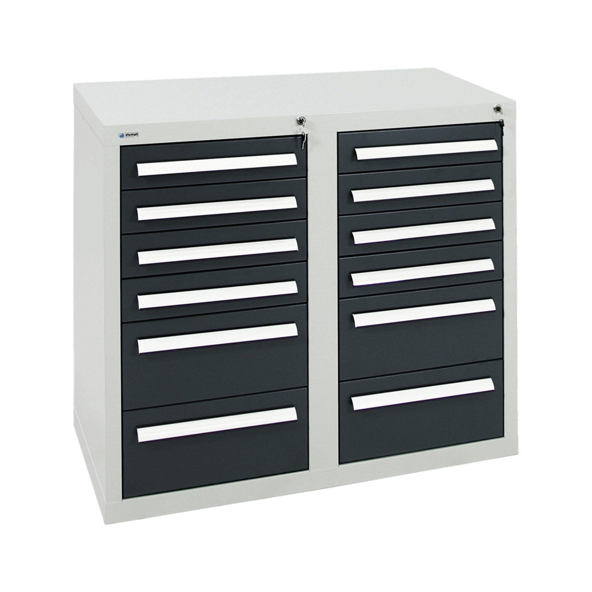 Stumpf Metall GmbH Werkzeugschrank Stumpf Schubladenschrank Serie T-100/35-1, RAL 7035/7016, 12 Schublade