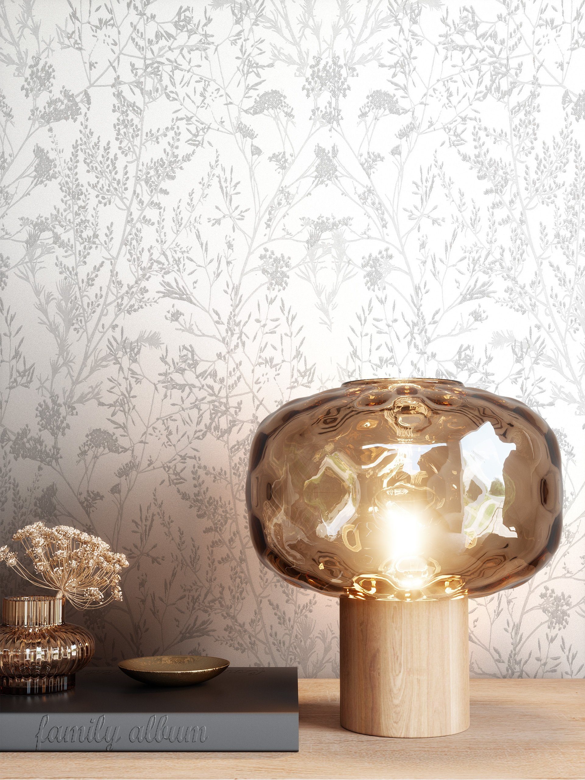 Newroom Vliestapete, Grau Tapete Floral Leicht günstig online kaufen
