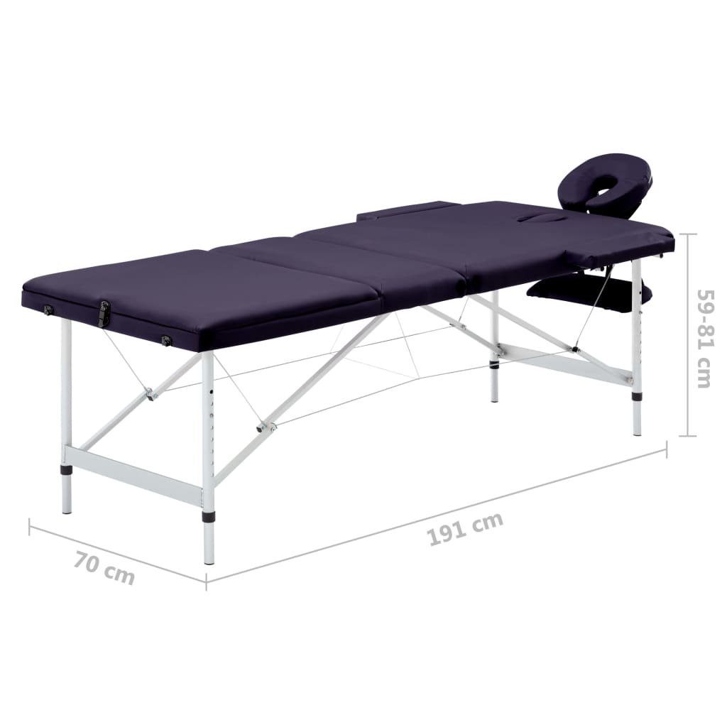 Lila mit Massageliege Aluminiumgestell Klappbar vidaXL Massageliege 3-Zonen
