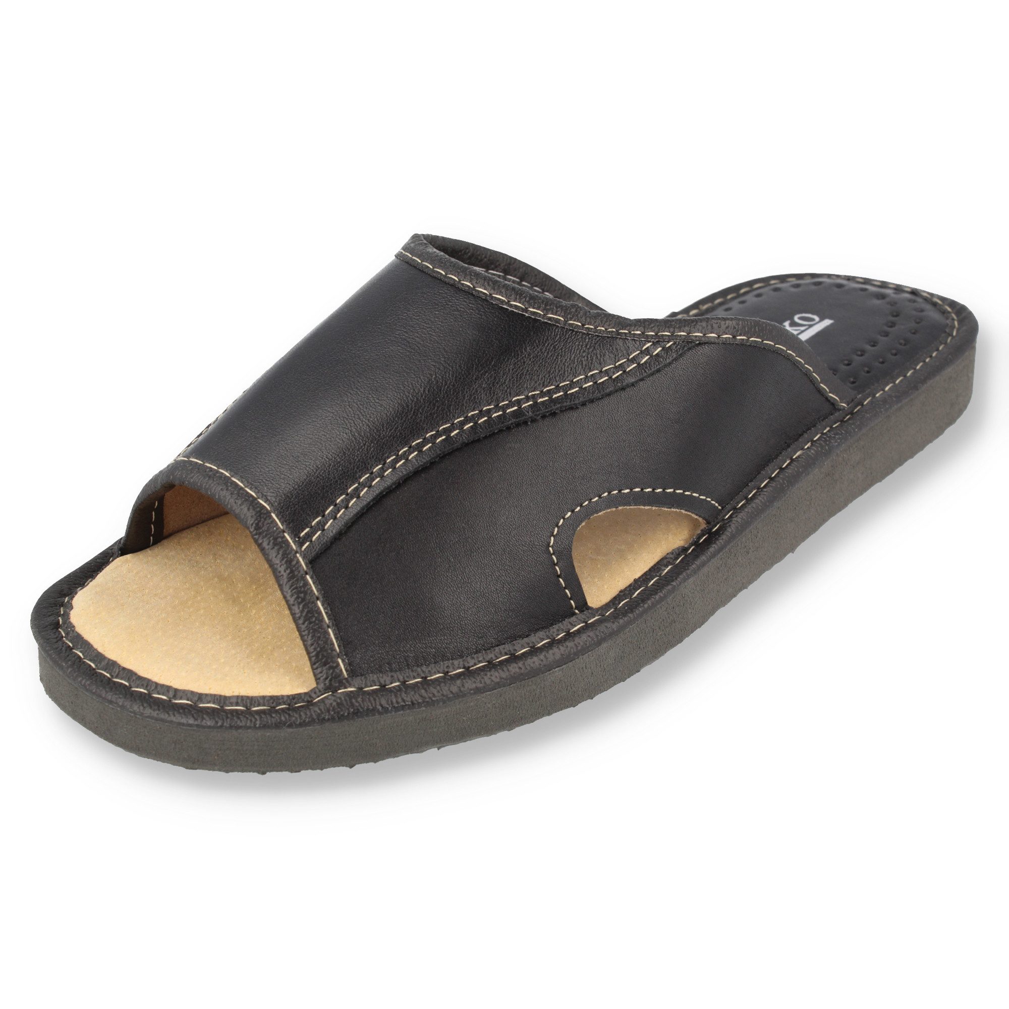 filsko Bleik offene Leder Herren Hausschuh Premium EVA-Sohle