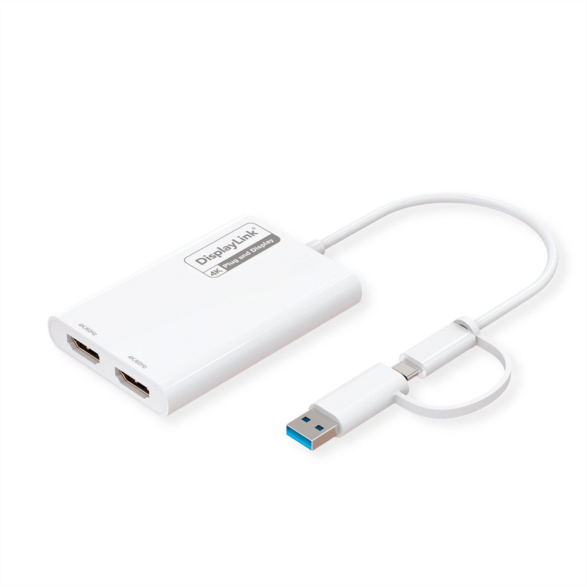 Multi-DisplayLink Adapter USB Typ A+C - 2x HDMI Audio- & Video-Adapter
