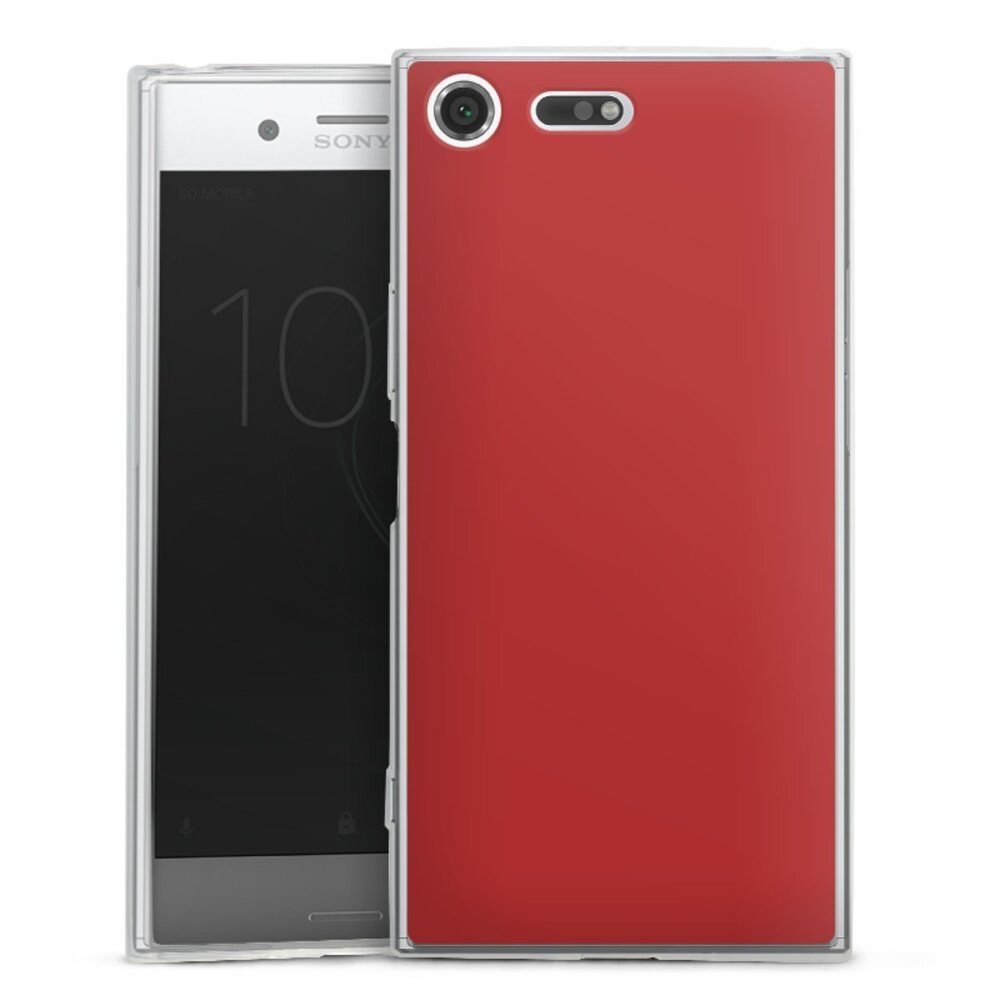 DeinDesign Handyhülle Rot einfarbig Farbe Karminrot, Sony Xperia XZ Premium Slim Case Silikon Hülle Ultra Dünn Schutzhülle