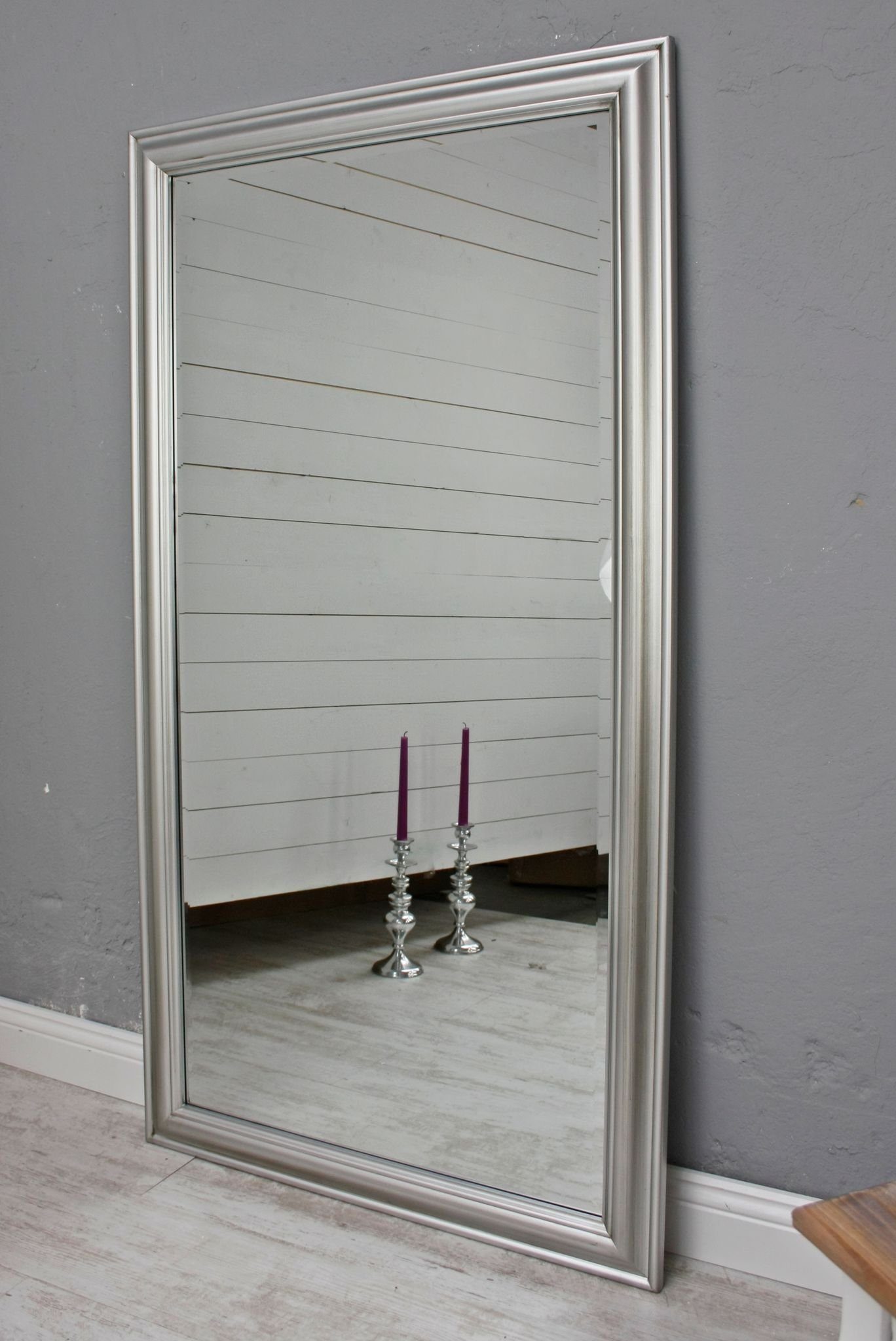 Badspiegel klassisches Spiegel: Spiegel 132x72x7 Badezimmerspiegel Wandspiegel schlicht Design elbmöbel 132x72x5cm, silber