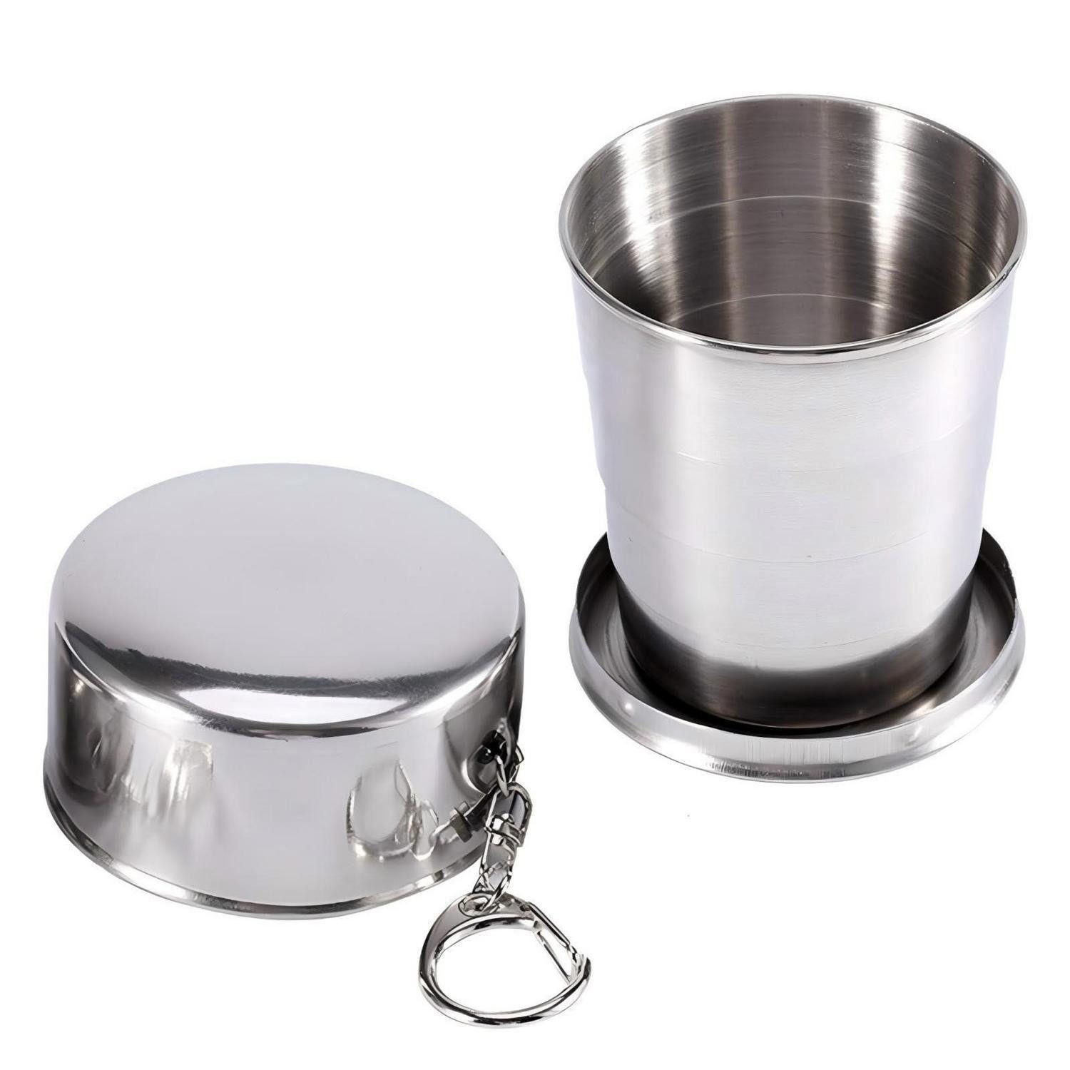 LuxusKollektion Becher Edelstahl Faltbecher Teleskop Camping 240ml, Metall